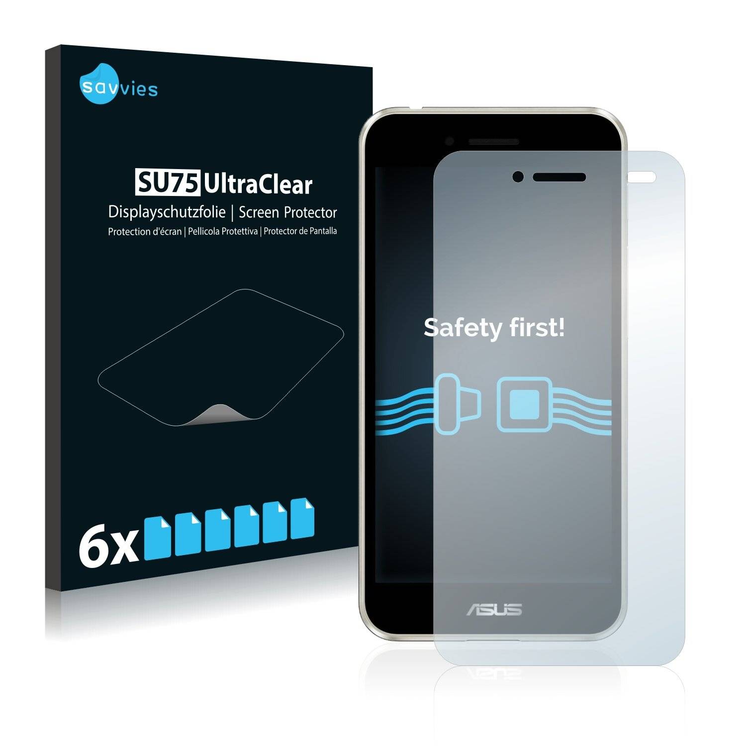 6x Savvies SU75 Displayschutzfolie für Asus PadFone S PF500KL