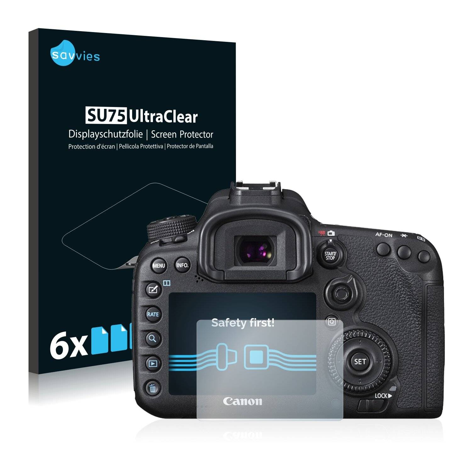 6x Savvies SU75 Displayschutzfolie für Canon EOS 7D Mark