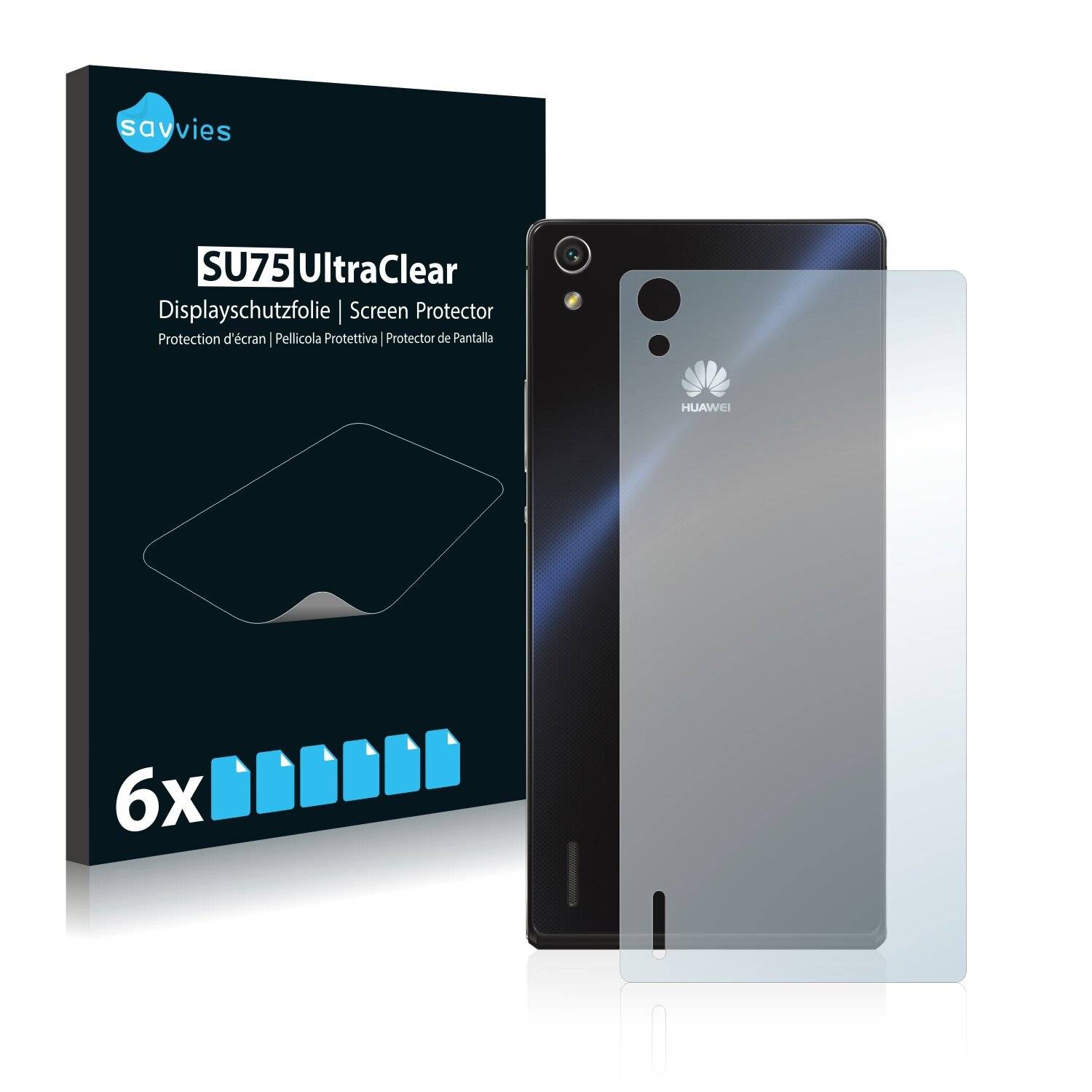 6x Savvies SU75 Displayschutzfolie für Huawei Ascend P7
