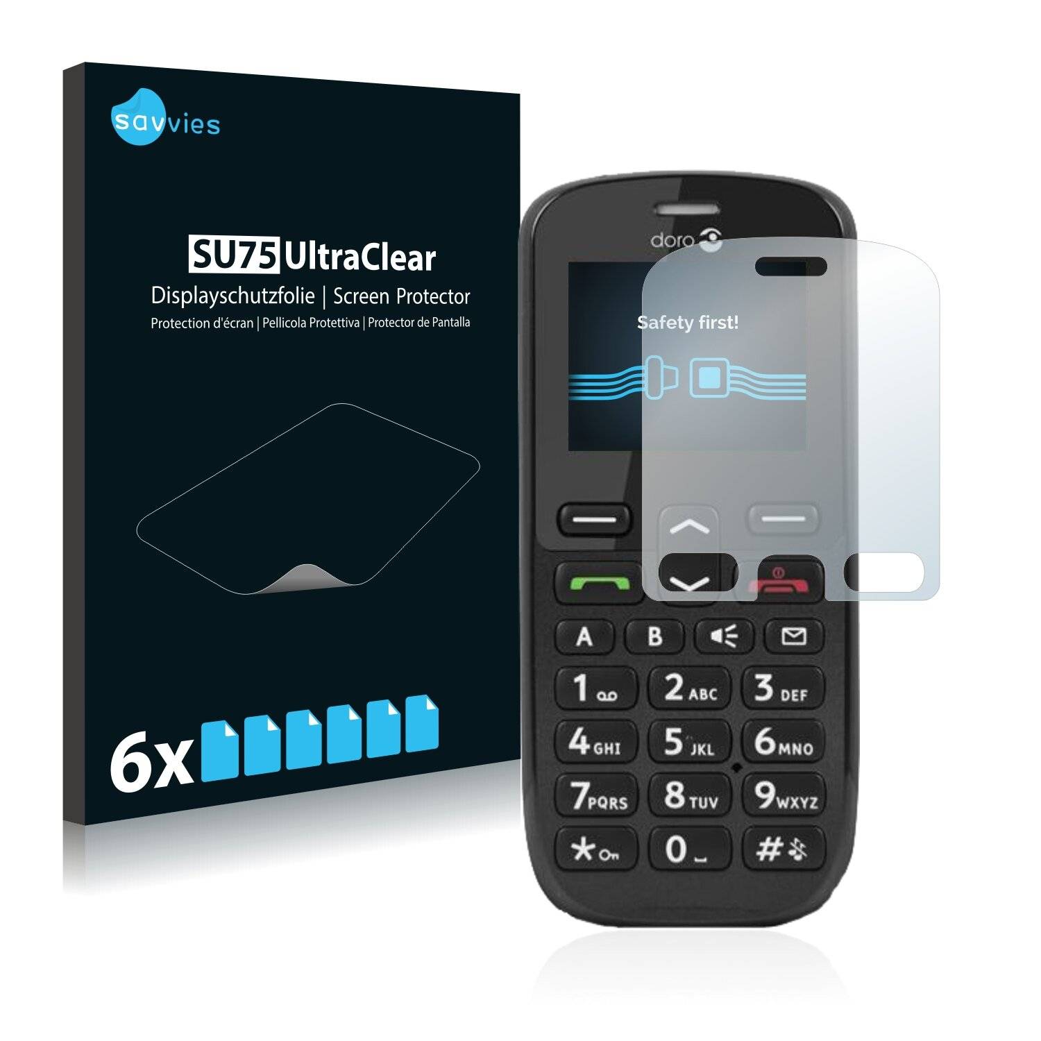6x Savvies SU75 Displayschutzfolie für Doro PhoneEasy