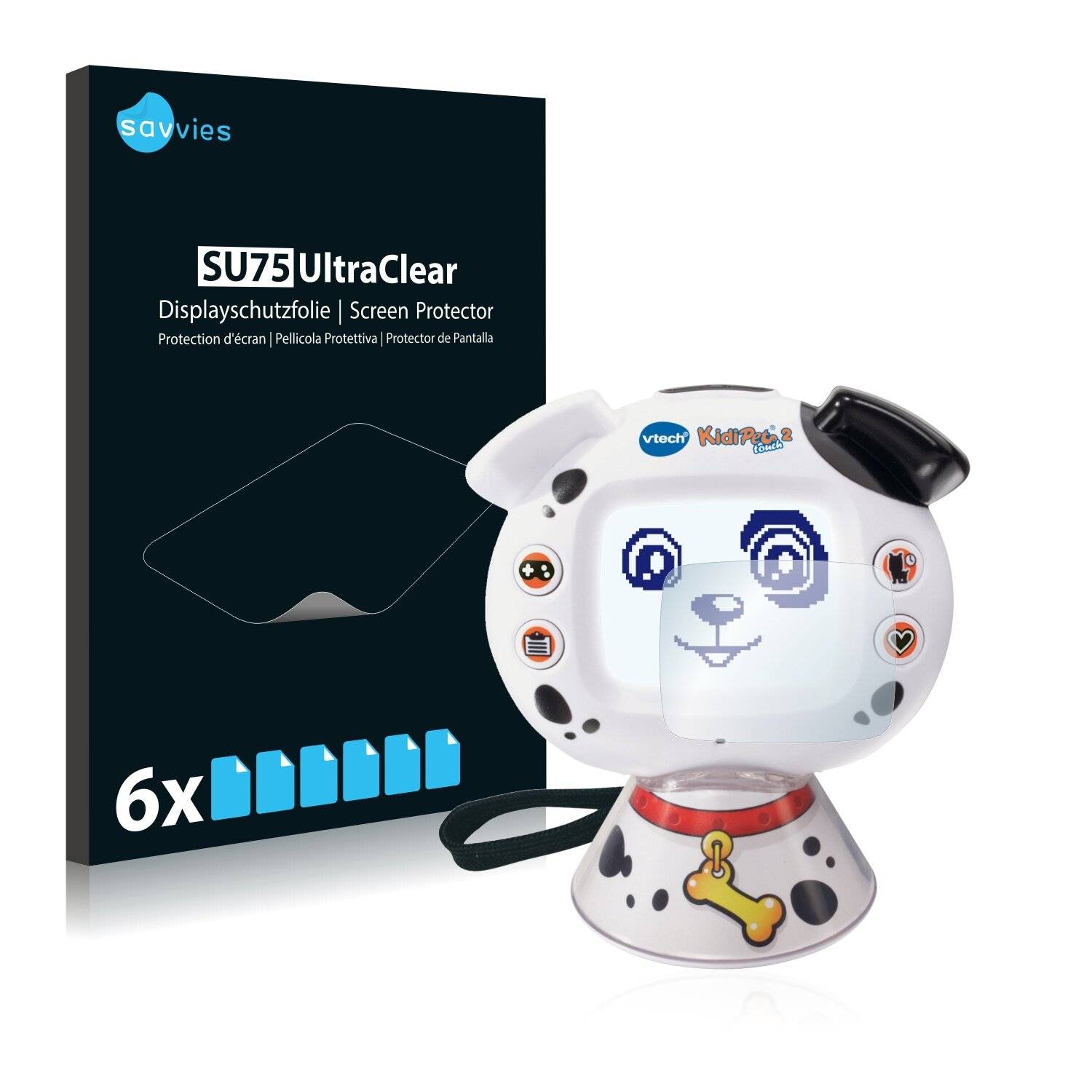 6x Savvies SU75 Displayschutzfolie für Vtech KidiPet touch 2