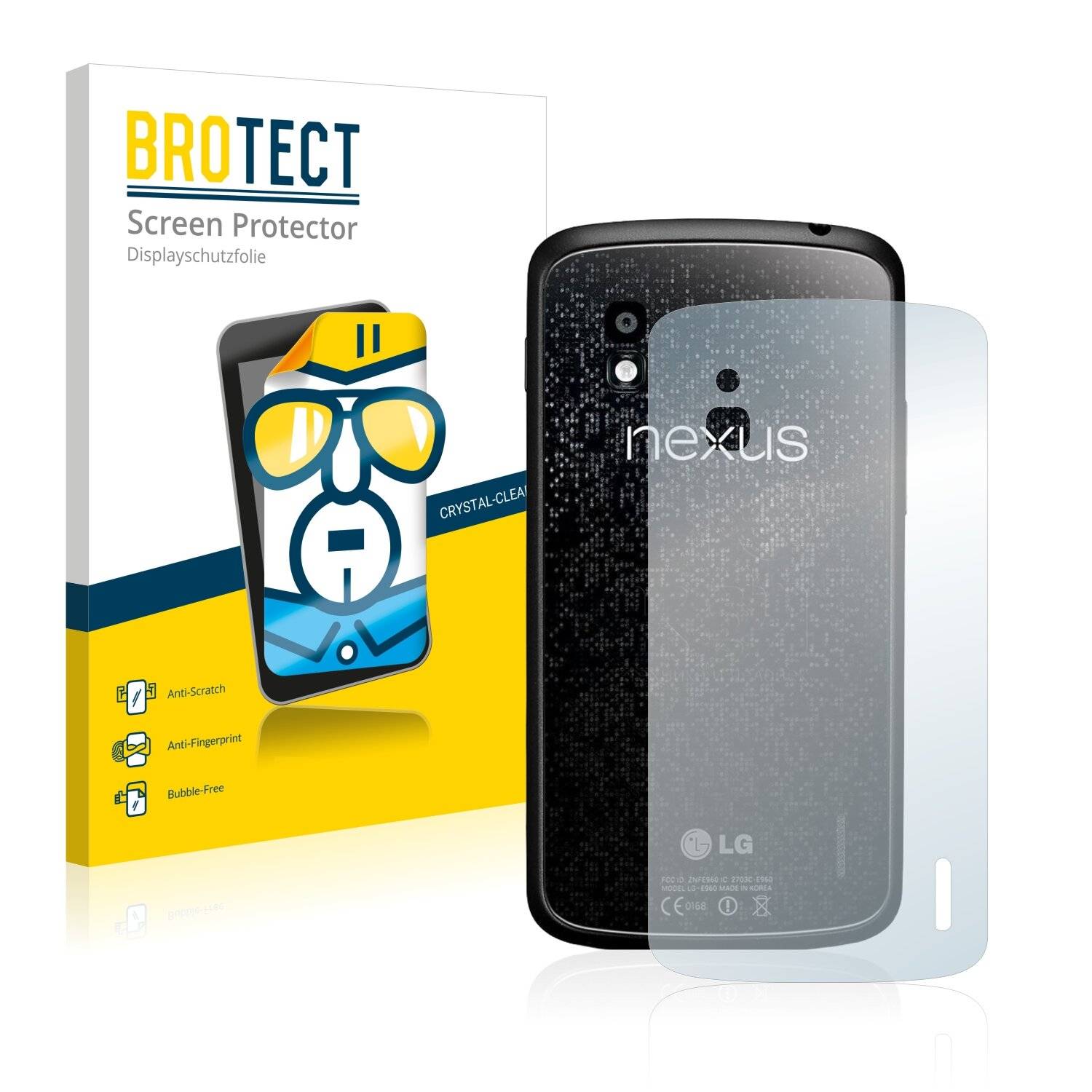 2x BROTECT HD-Clear Displayschutzfolie für LG Electronics Google Nexus 4