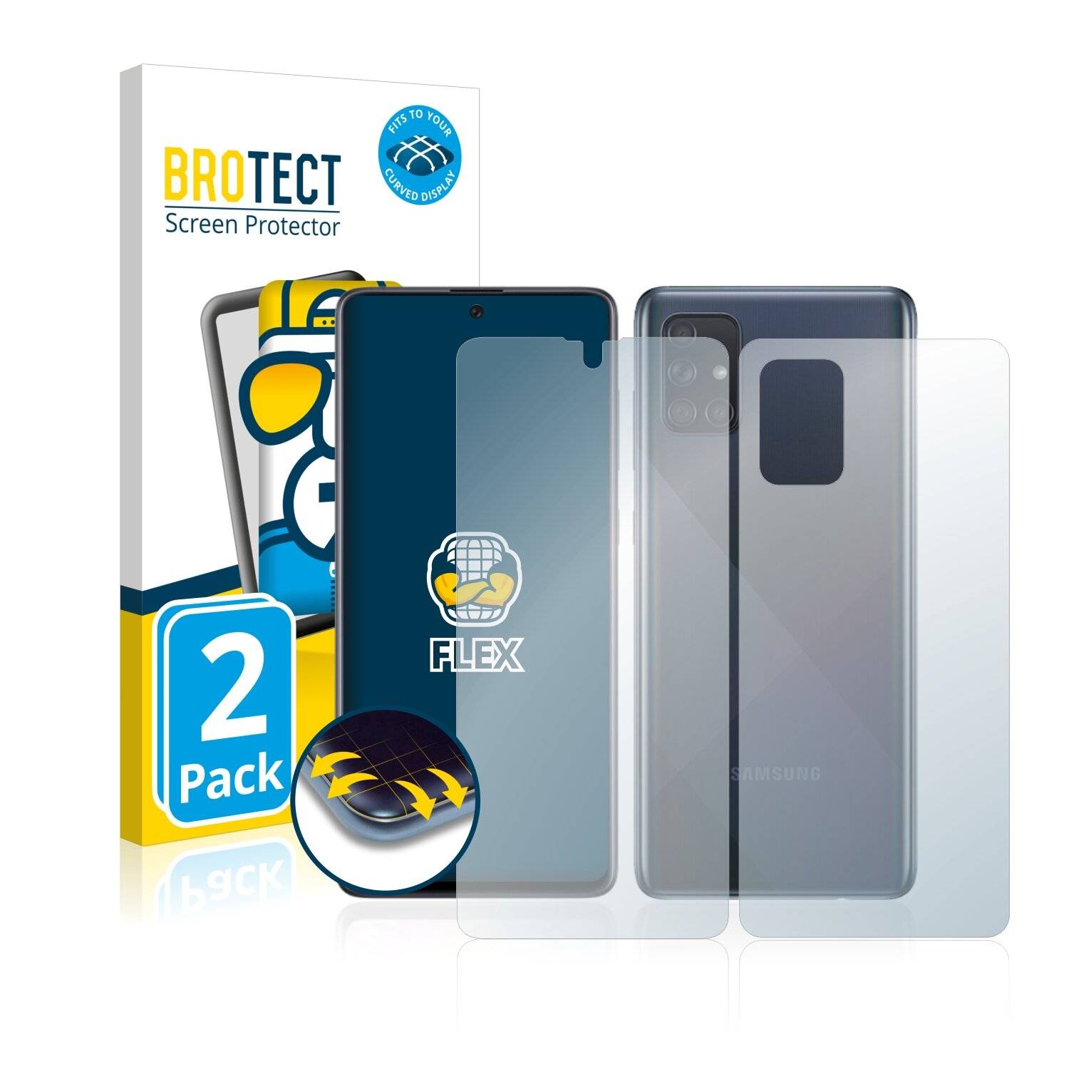 2x BROTECT Flex Full-Cover Displayschutzfolie für Samsung Galaxy A71 (Vorder +