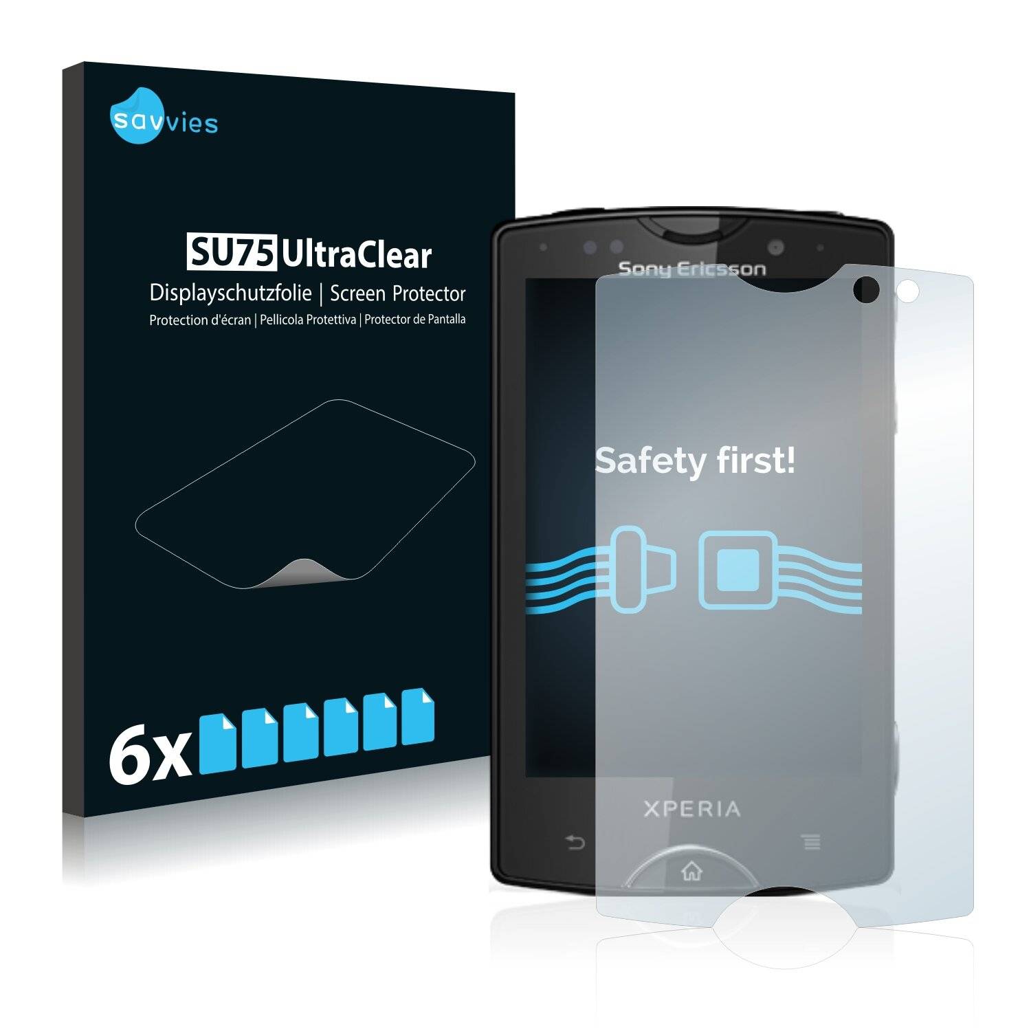 6x Savvies SU75 Displayschutzfolie für Sony Ericsson Xperia Mini Pro