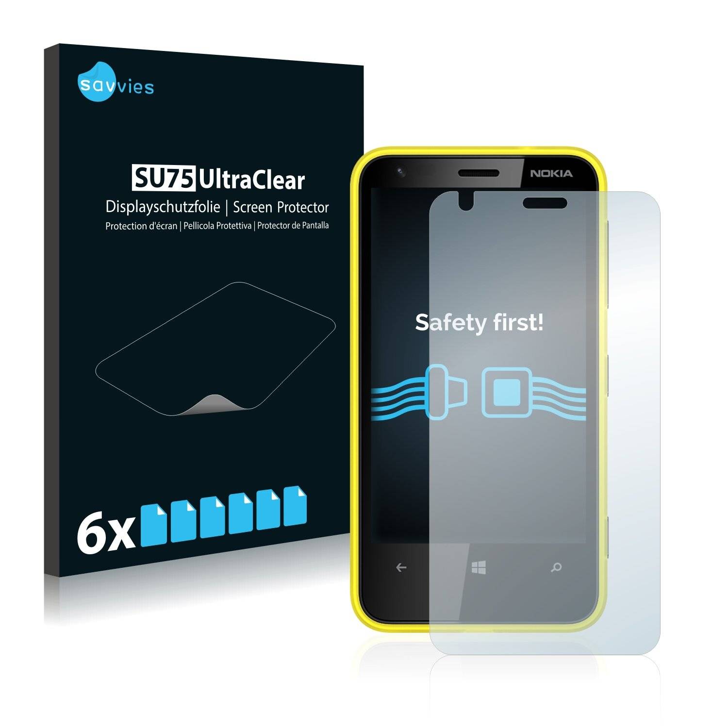 6x Savvies SU75 Displayschutzfolie für Nokia Lumia
