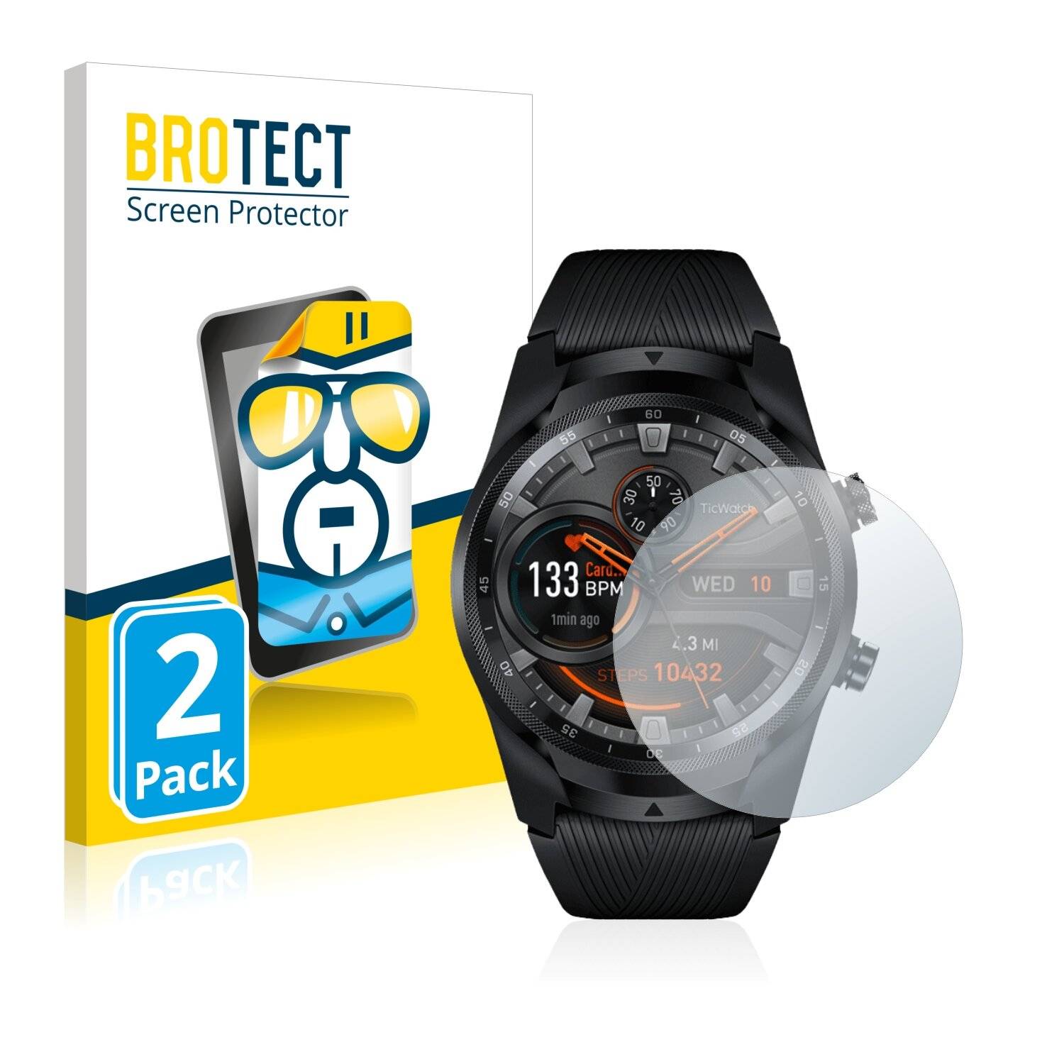 2x BROTECT HD-Clear Displayschutzfolie für Mobvoi Ticwatch Pro