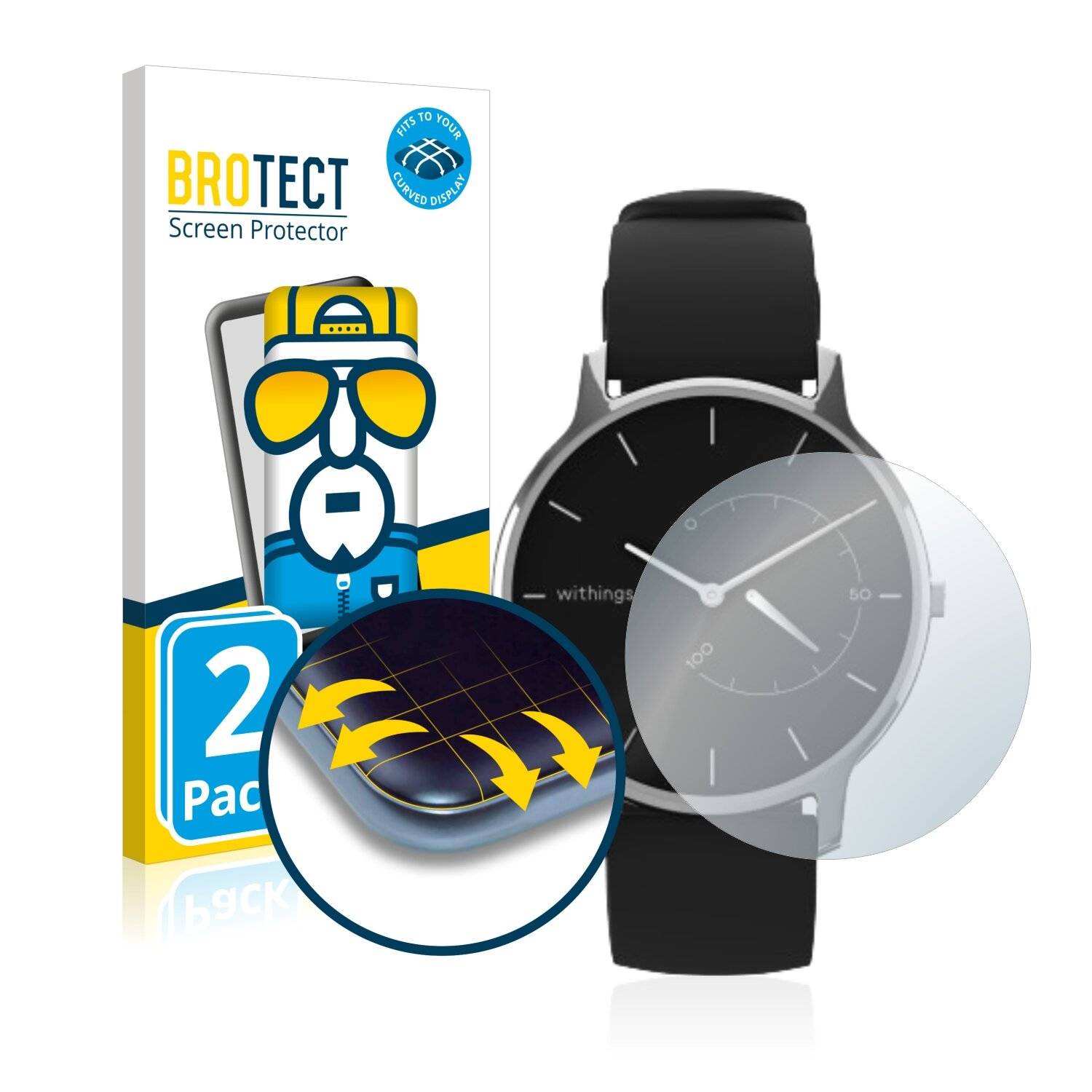 2x BROTECT Flex Full-Cover Displayschutzfolie für Withings Move Timeless