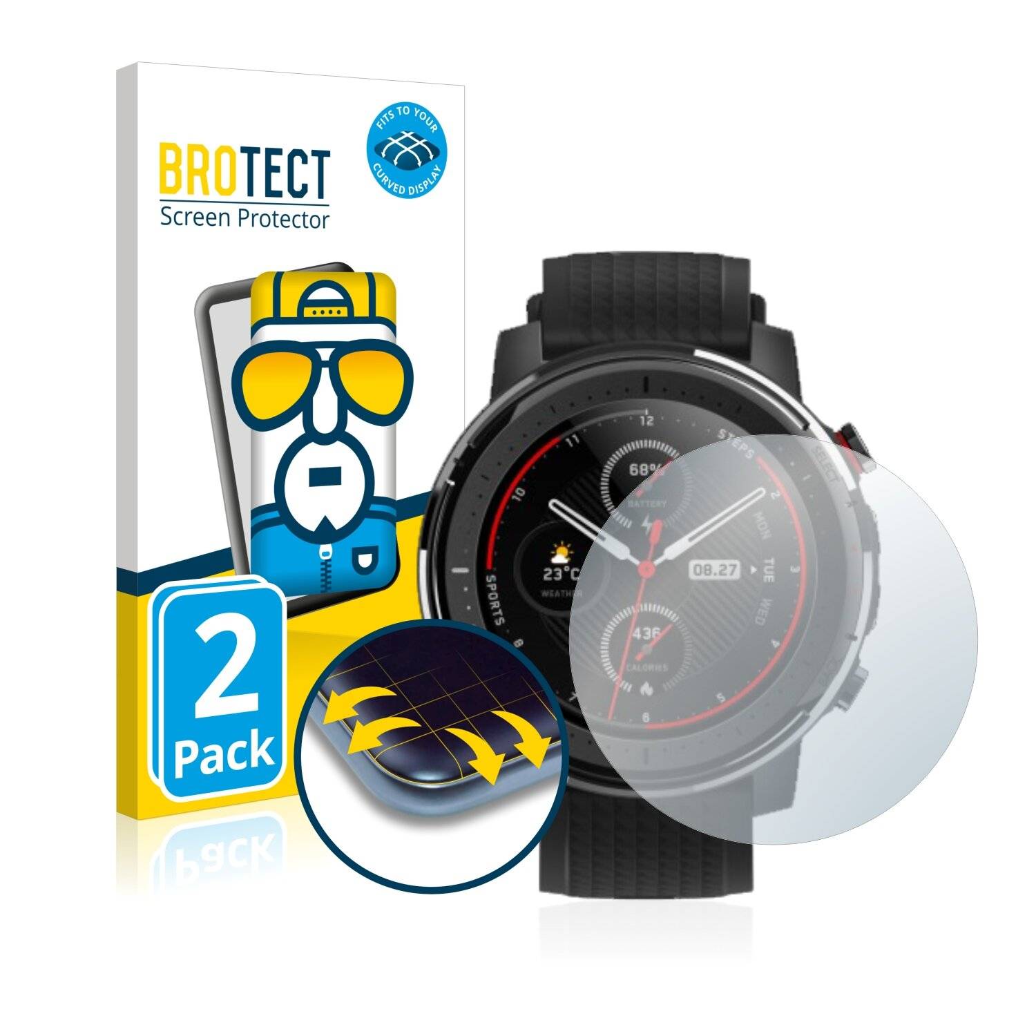 2x BROTECT Flex Full-Cover Displayschutzfolie für Huami Amazfit Stratos