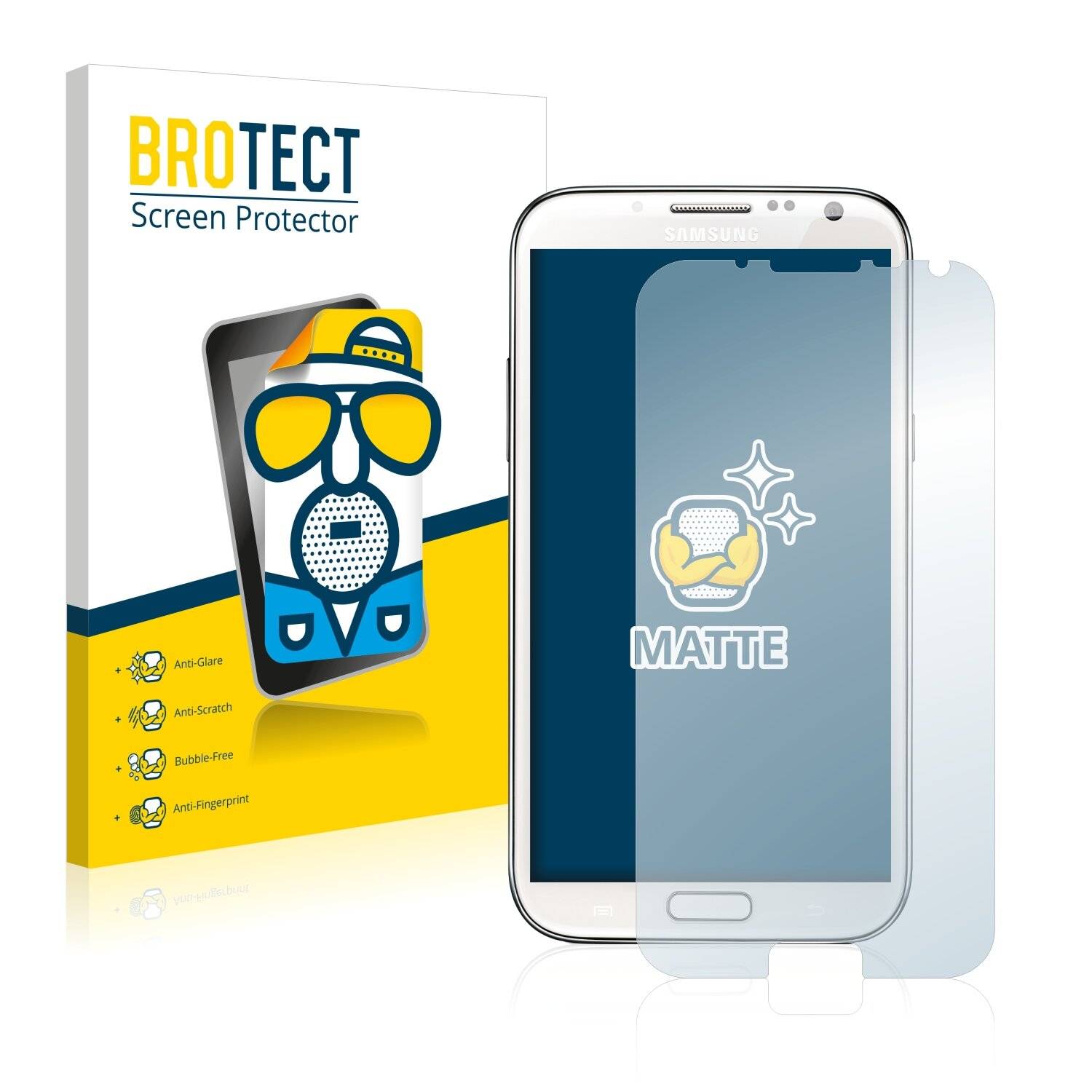 2x BROTECT Matte Displayschutzfolie für Samsung Galaxy Note 2 II N7105 - Entspiegelt,