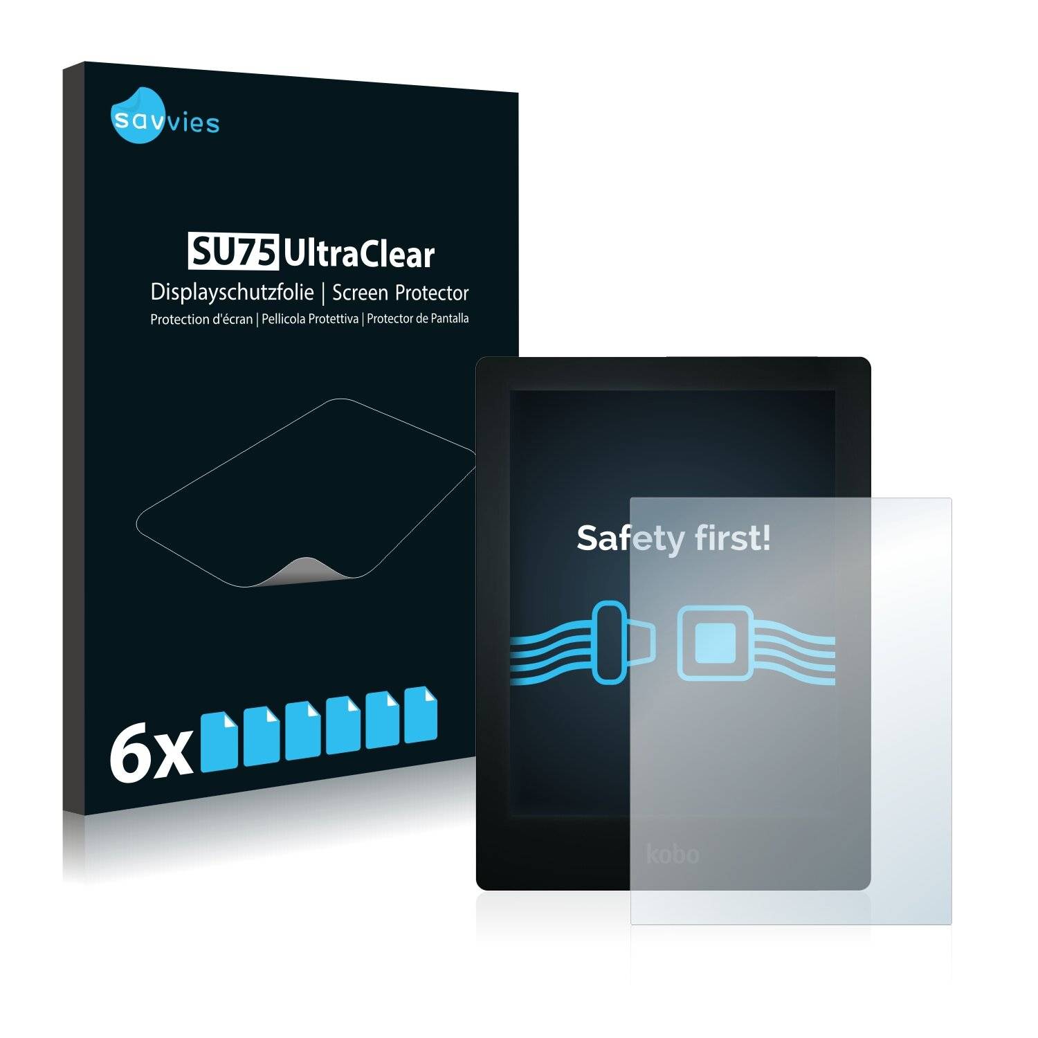 6x Savvies SU75 Displayschutzfolie für Kobo Aura