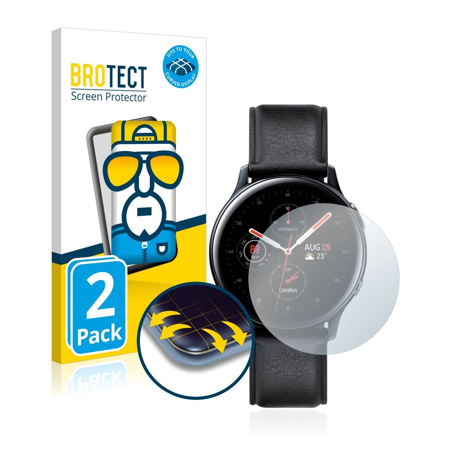2x BROTECT Flex Full-Cover Displayschutzfolie für Samsung Galaxy Watch Active 2