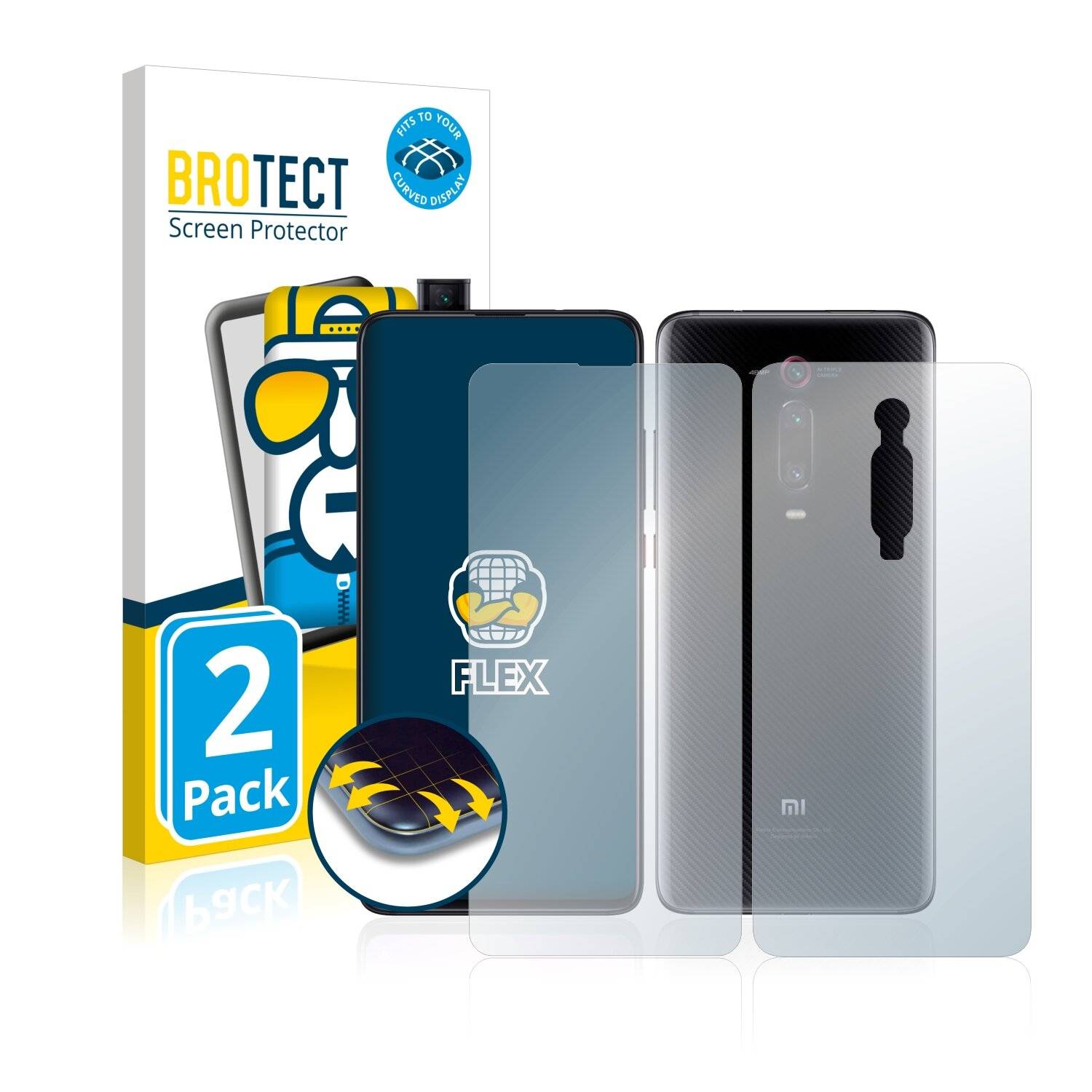 2x BROTECT Flex Full-Cover Displayschutzfolie für Xiaomi Mi 9T (Vorder +