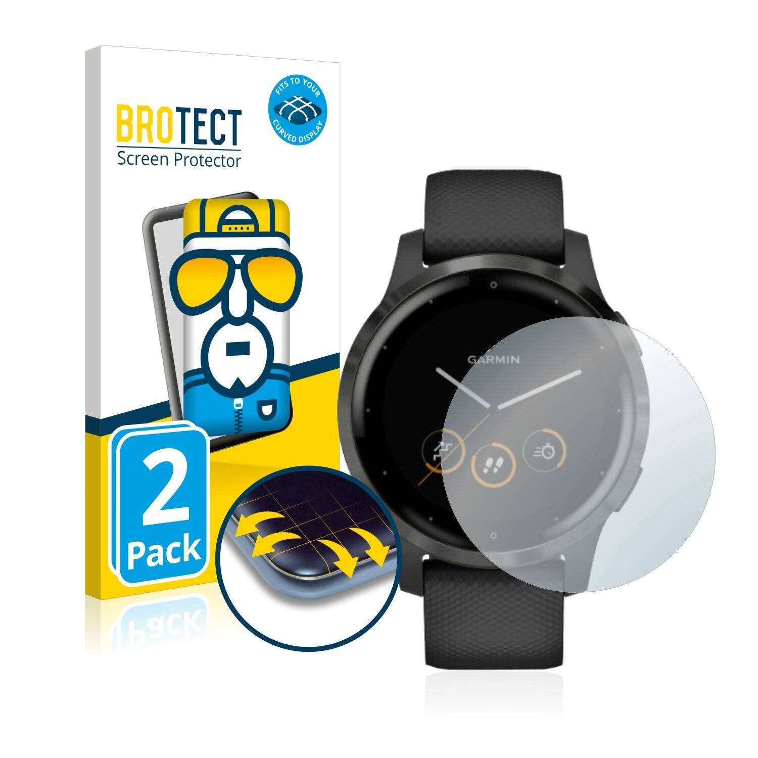 2x BROTECT Flex Full-Cover Displayschutzfolie für Garmin vivoactive 4 (45