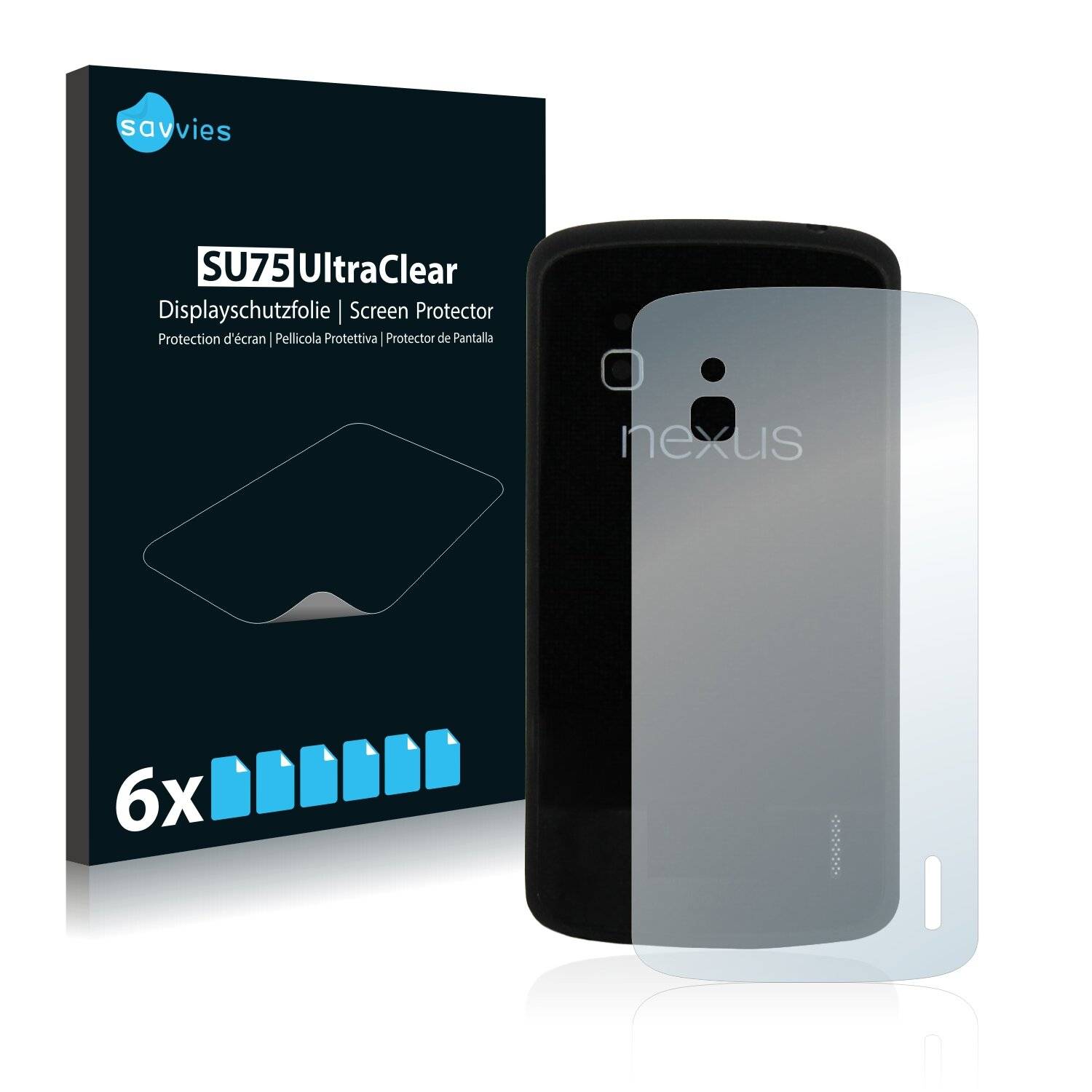 6x Savvies SU75 Displayschutzfolie für Google Nexus 4