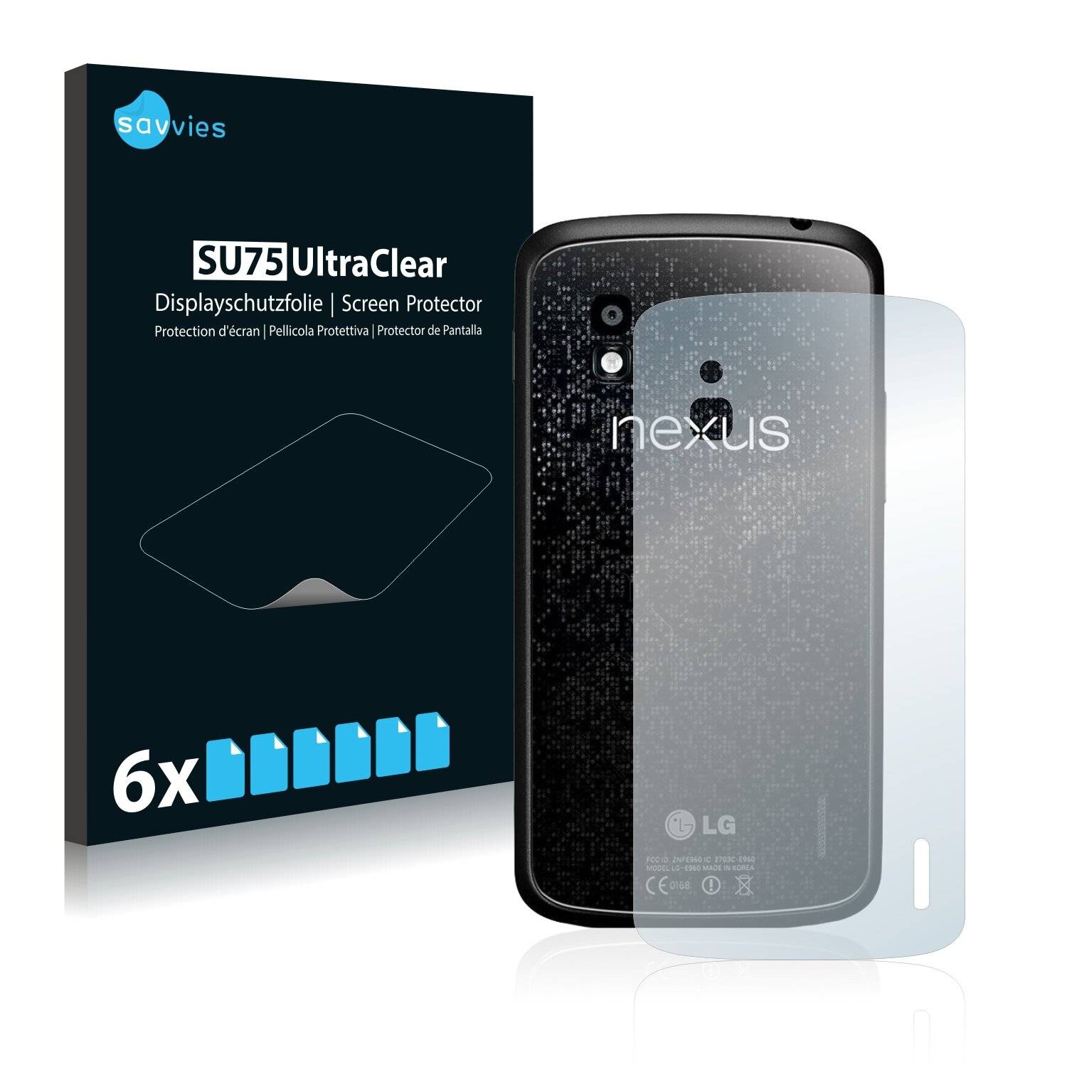 6x Savvies SU75 Displayschutzfolie für LG Electronics Google Nexus 4