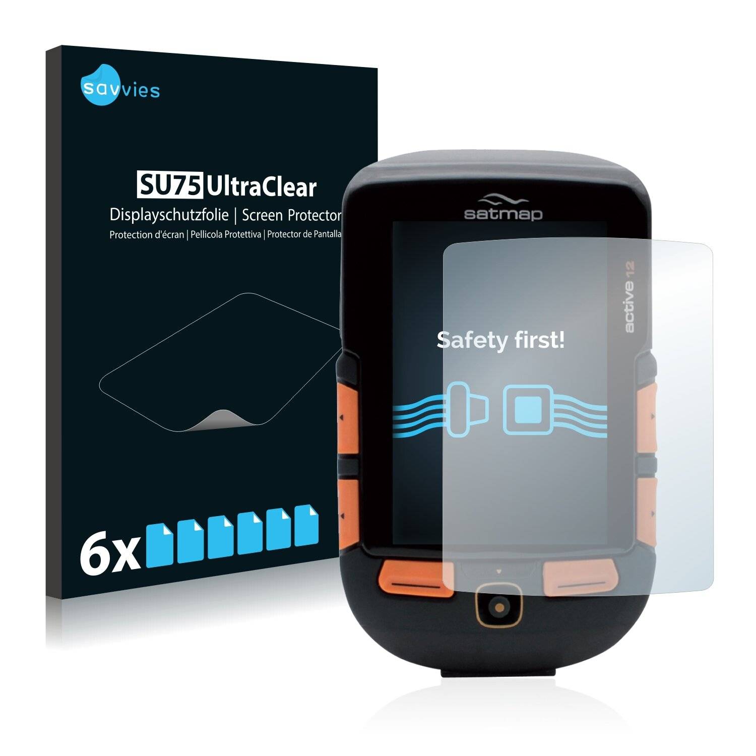 6x Savvies SU75 Displayschutzfolie für Satmap Active 12 GPS (inkl. umliegender