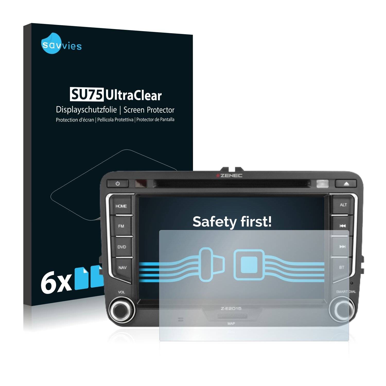 6x Savvies SU75 Displayschutzfolie für Zenec E>Go