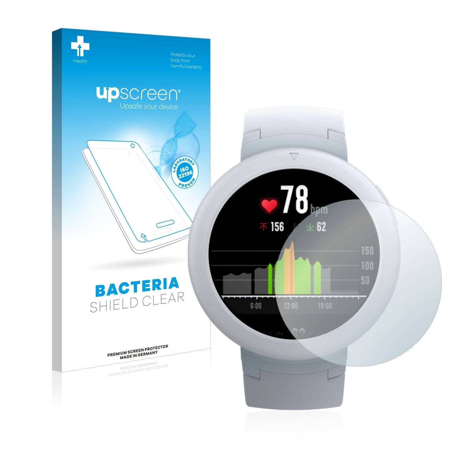 upscreen Bacteria Shield Clear Premium Antibakterielle Displayschutzfolie für Huami Amazfit