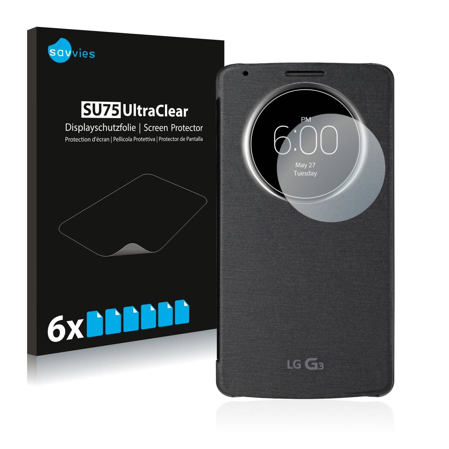 6x Savvies SU75 Displayschutzfolie für LG QuickCircle for