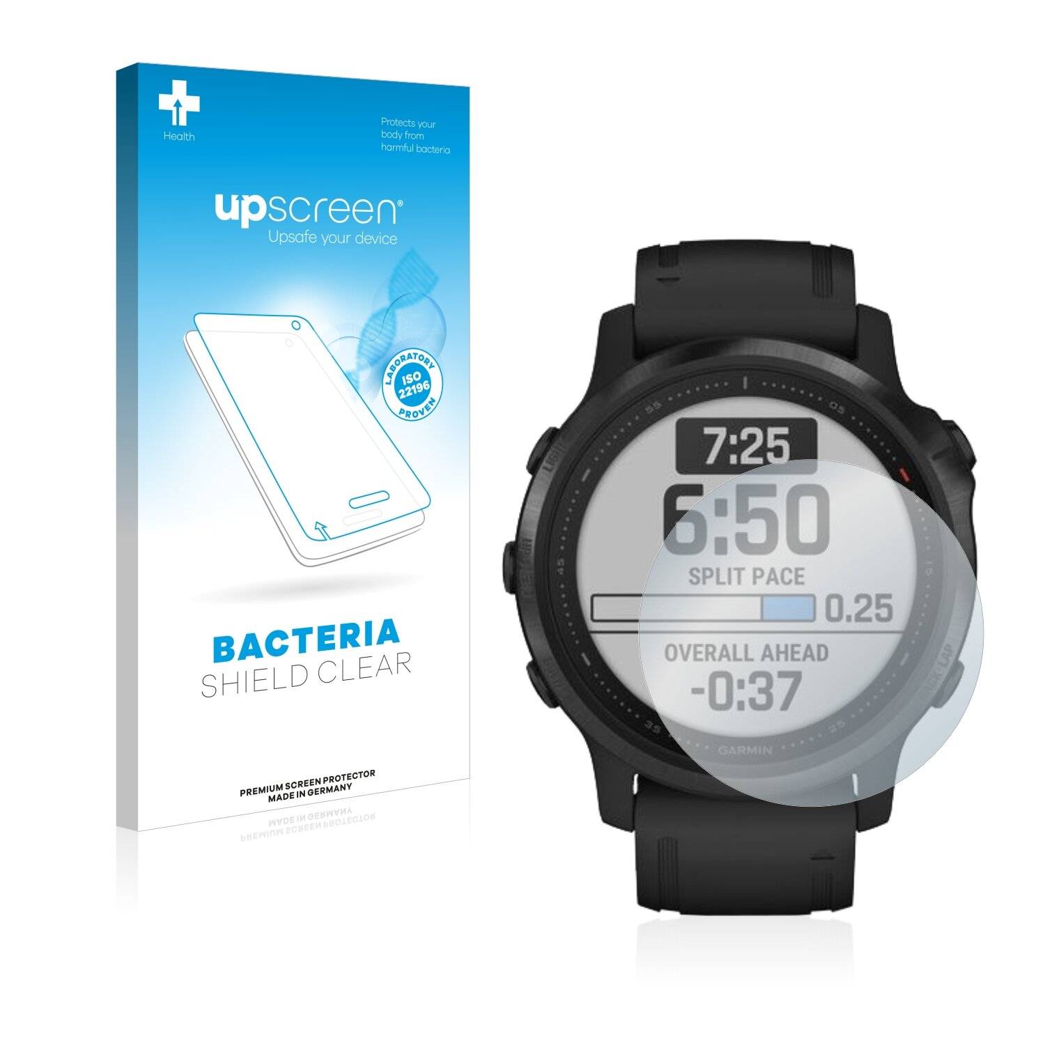 upscreen Bacteria Shield Clear Premium Antibakterielle Displayschutzfolie für Garmin Fenix