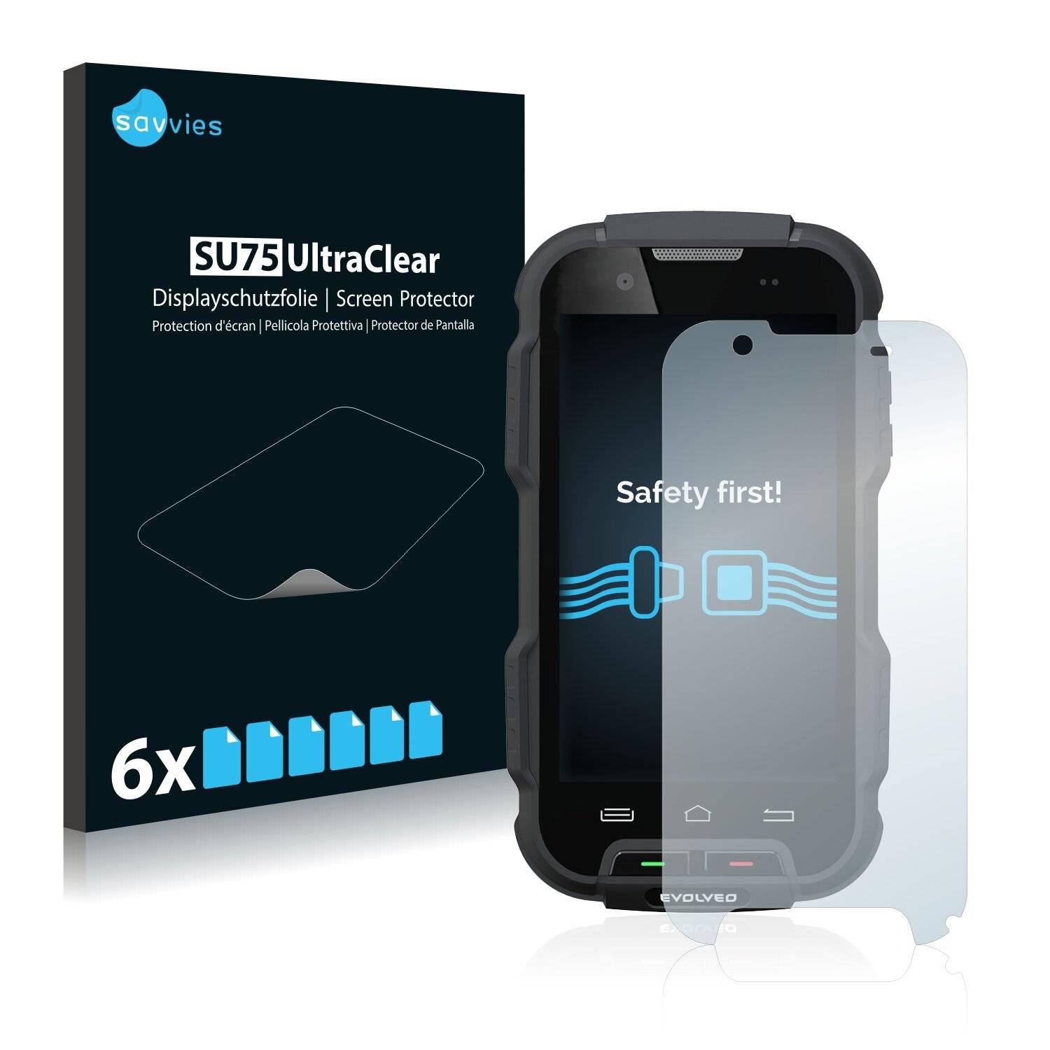 6x Savvies SU75 Displayschutzfolie für Evolveo Strongphone