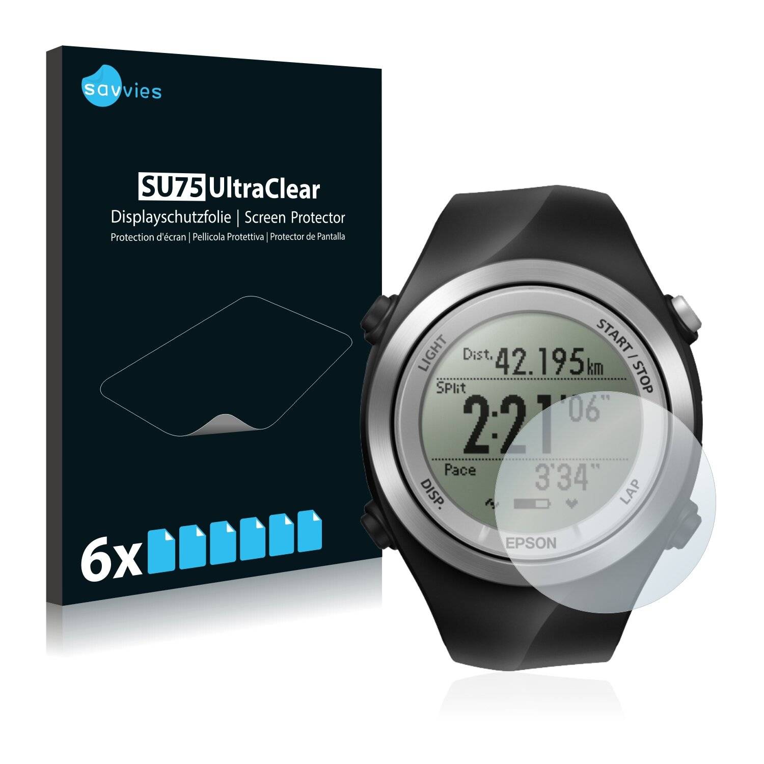6x Savvies SU75 Displayschutzfolie für Epson Runsense