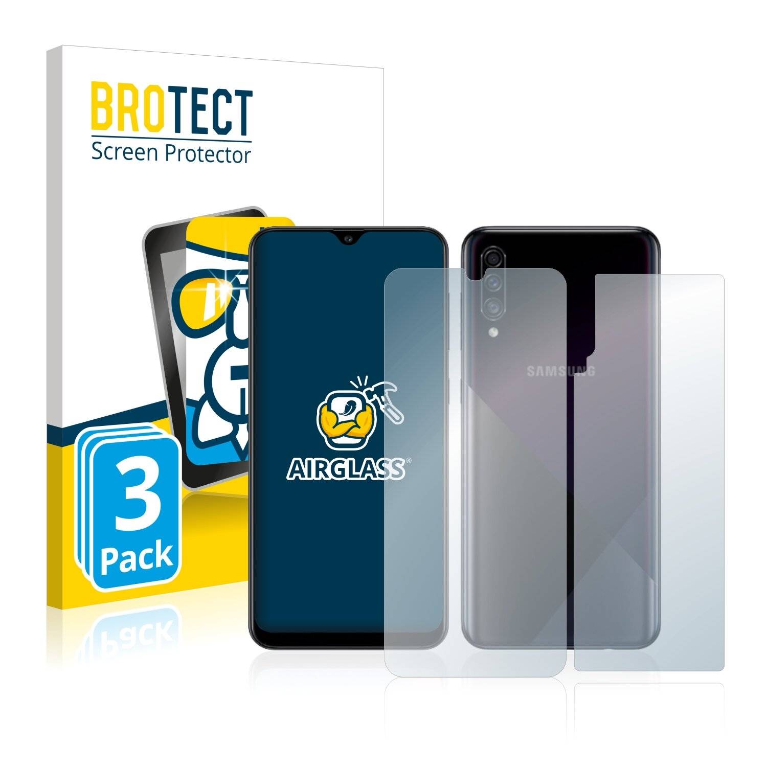 3x BROTECT AirGlass Schutzglas Folie für Samsung Galaxy A30s (Vorder +