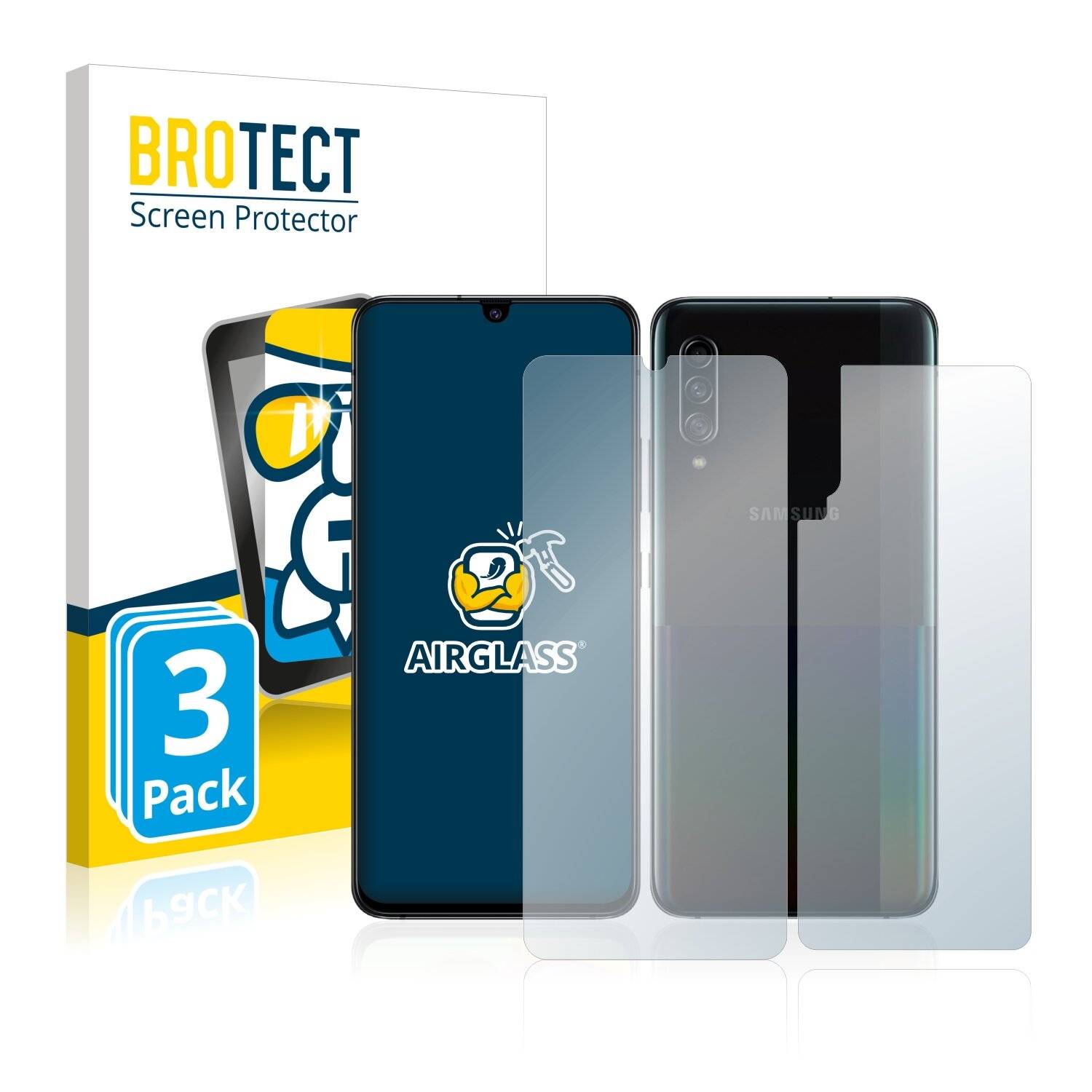 3x BROTECT AirGlass Schutzglas Folie für Samsung Galaxy A90 5G (Vorder +