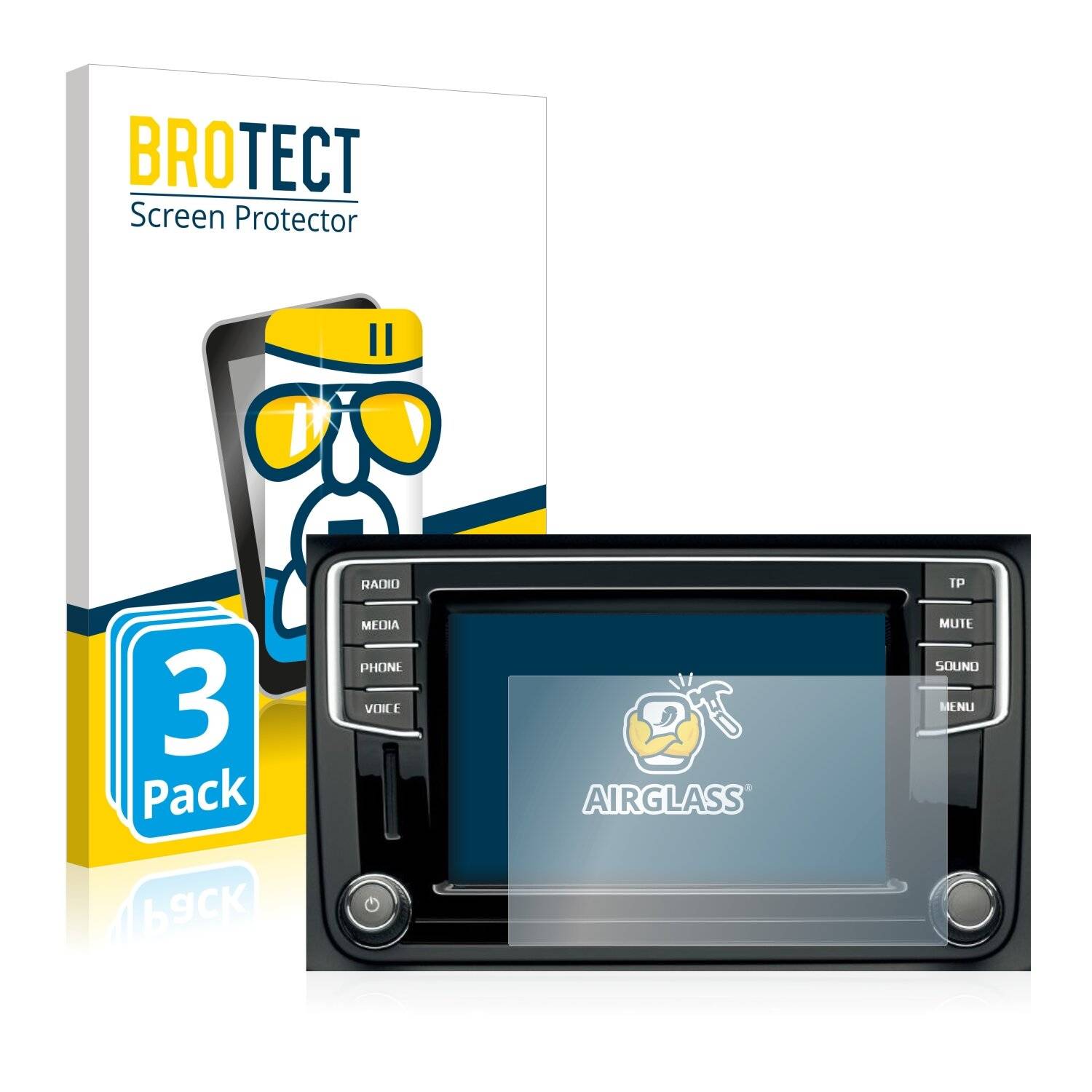 3x BROTECT AirGlass Schutzglas Folie für Skoda Bolero 2 Infotainment System