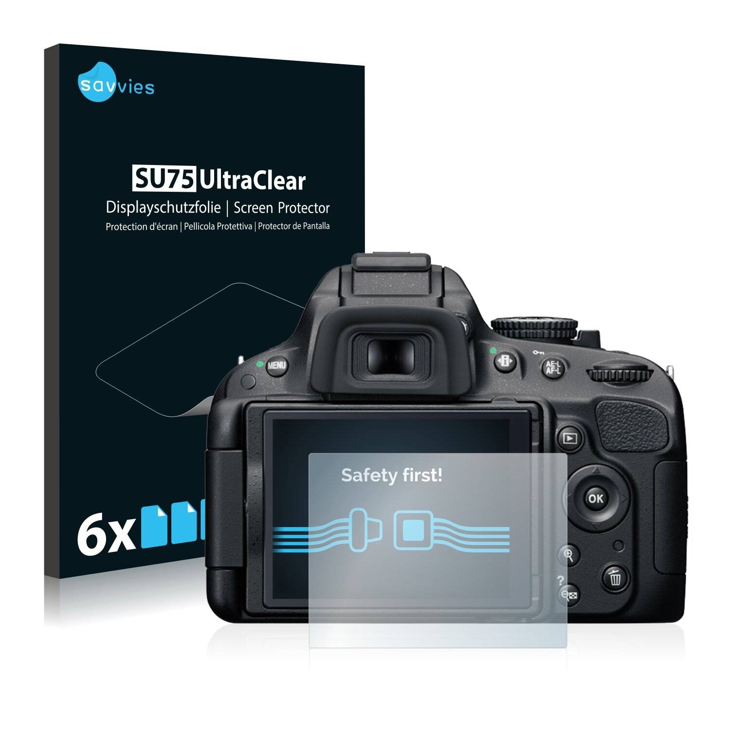6x Savvies SU75 Displayschutzfolie für Nikon