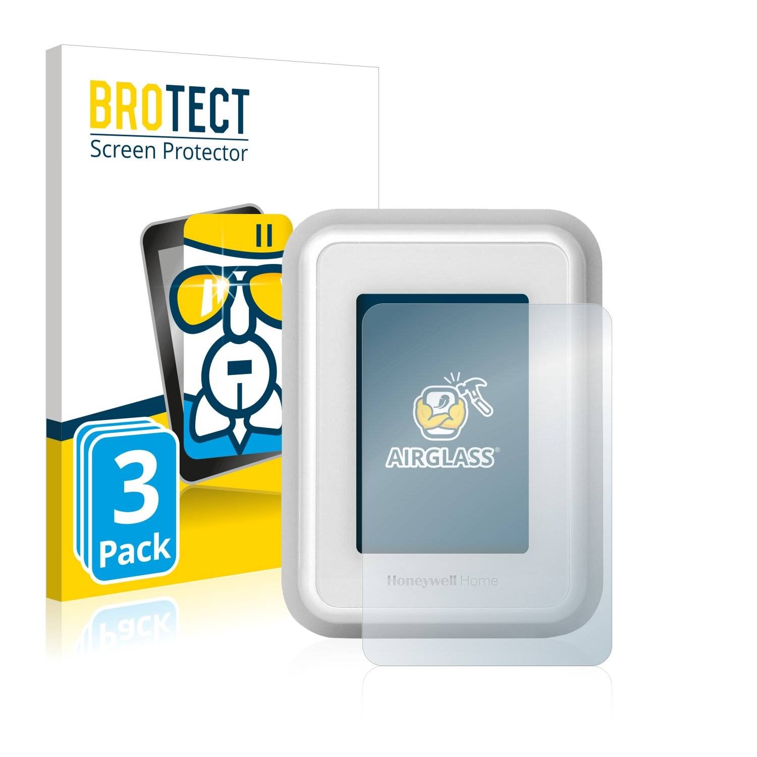3x BROTECT AirGlass Schutzglas Folie für Honeywell Home T9 Smart