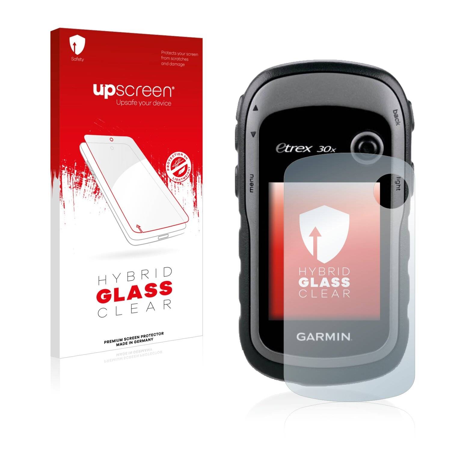 upscreen Hybrid Glass Clear Premium Schutzglas Folie für Garmin eTrex