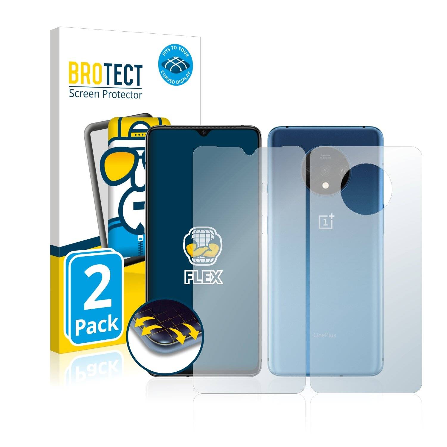2x BROTECT Flex Full-Cover Displayschutzfolie für OnePlus 7T (Vorder +