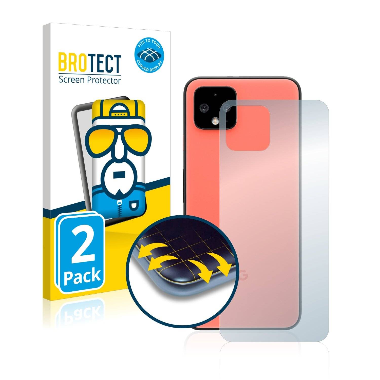 2x BROTECT Flex Full-Cover Displayschutzfolie für Google Pixel 4