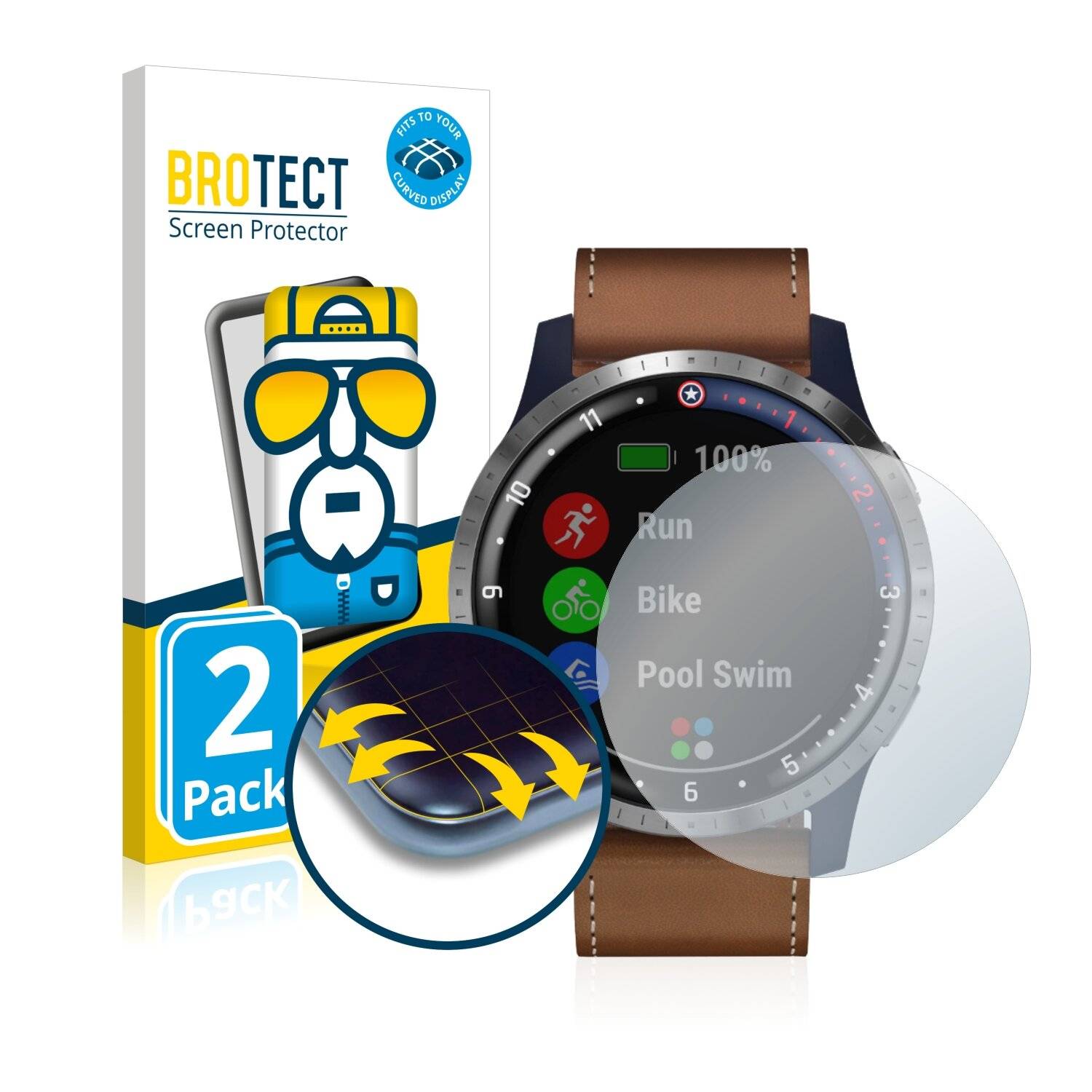 2x BROTECT Flex Full-Cover Displayschutzfolie für Garmin Legacy Hero First Avenger (45