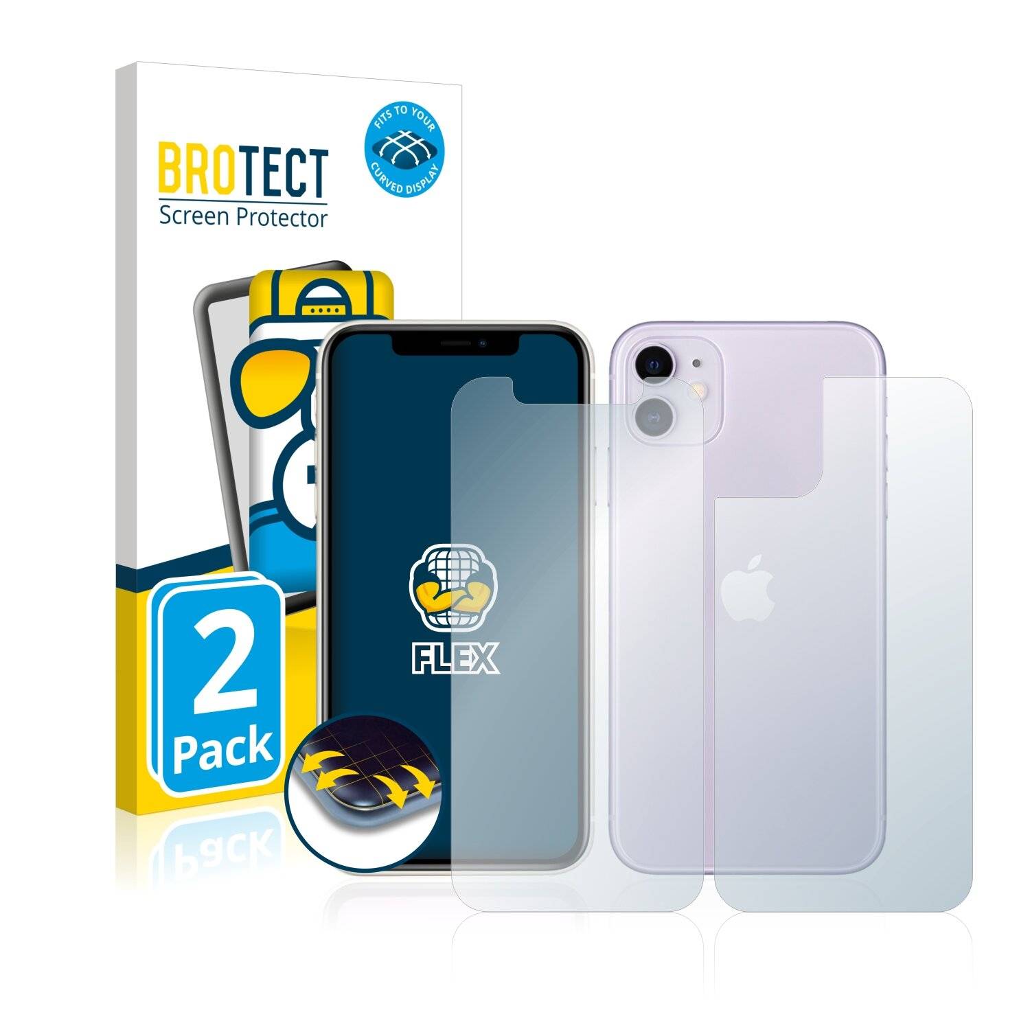 2x BROTECT Flex Full-Cover Displayschutzfolie für Apple iPhone 11 (Vorder +