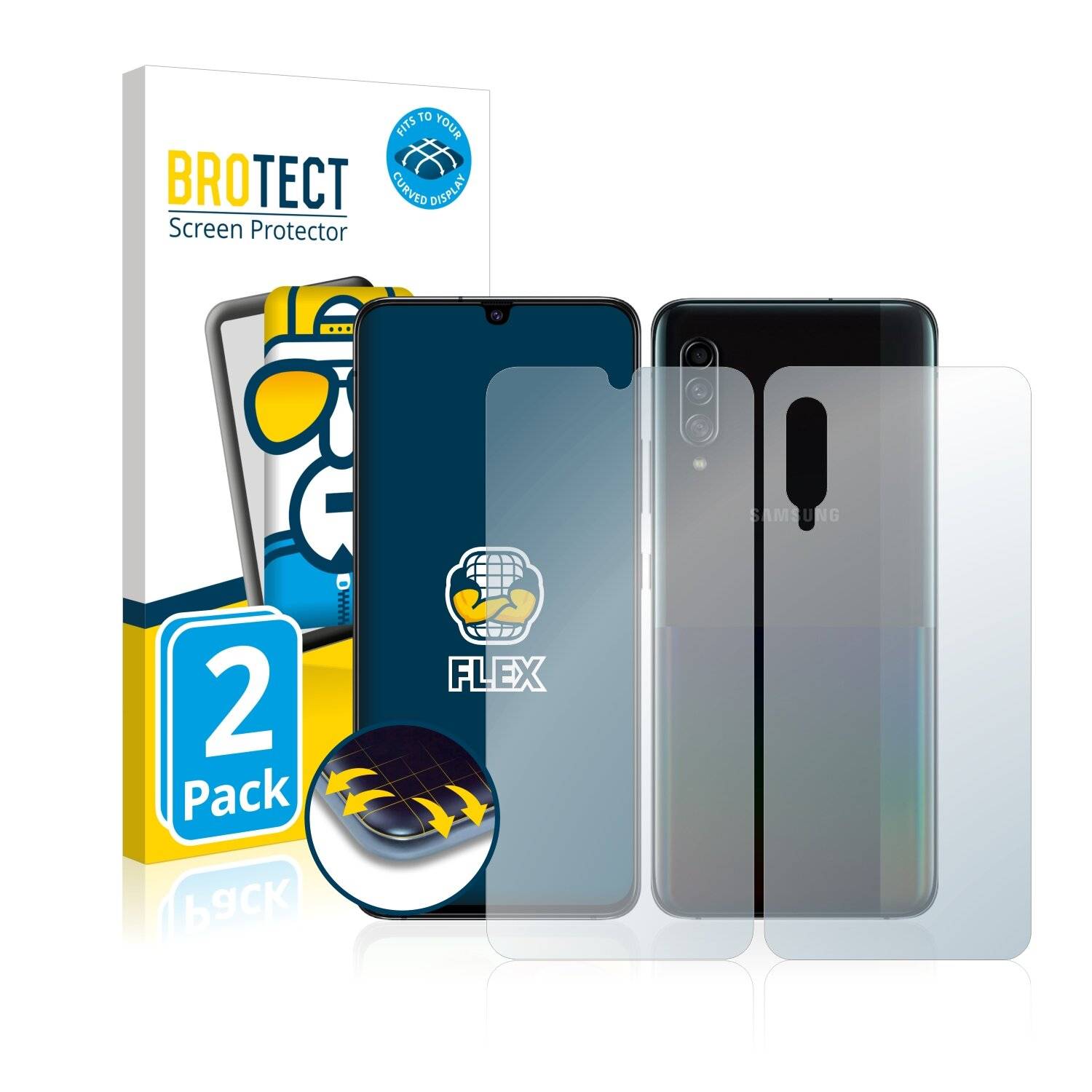 2x BROTECT Flex Full-Cover Displayschutzfolie für Samsung Galaxy A90 5G (Vorder +