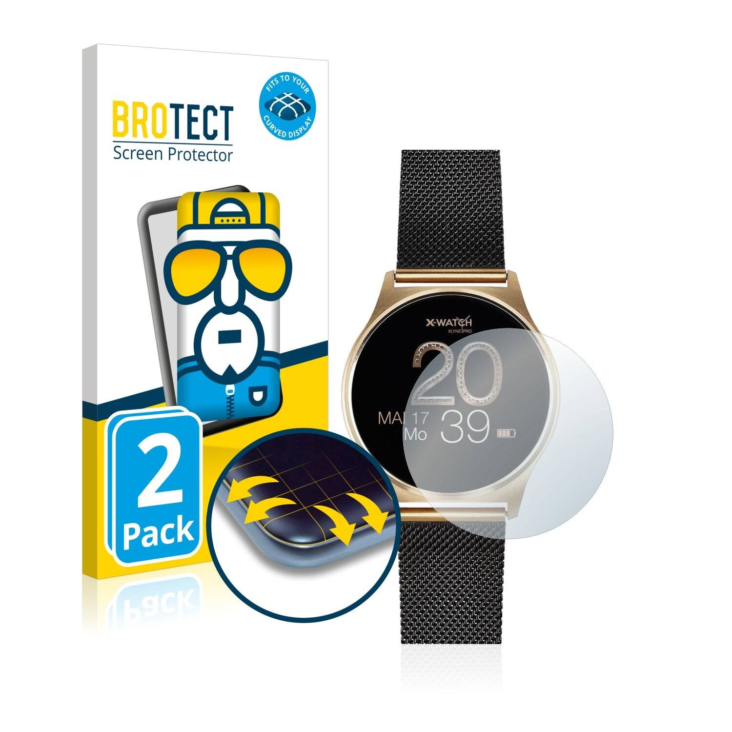 2x BROTECT Flex Full-Cover Displayschutzfolie für Xlyne X-Watch Joli XW
