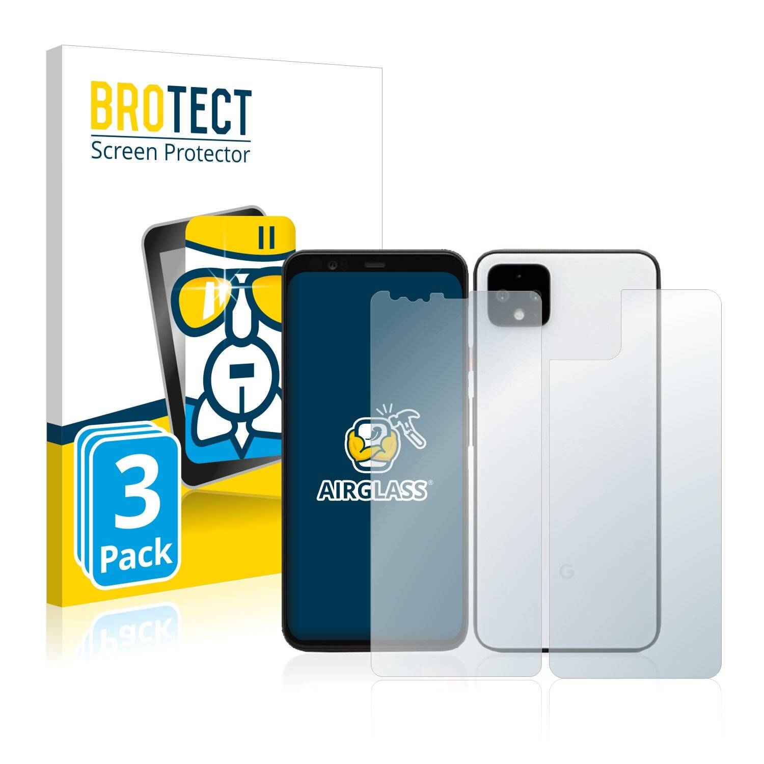 3x BROTECT AirGlass Schutzglas Folie für Google Pixel 4 XL (Vorder +