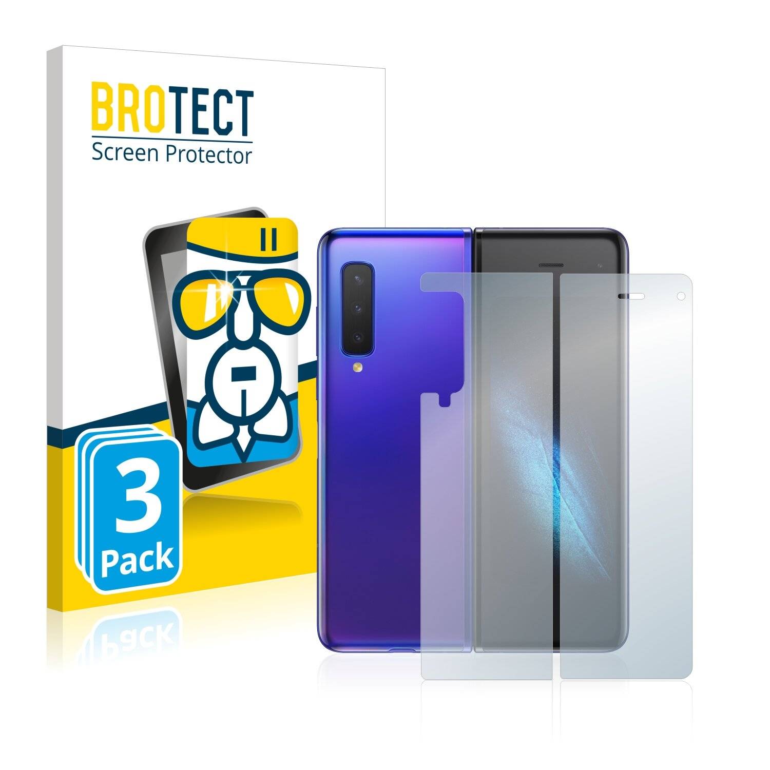 3x BROTECT AirGlass Schutzglas Folie für Samsung Galaxy Fold (Vorder +