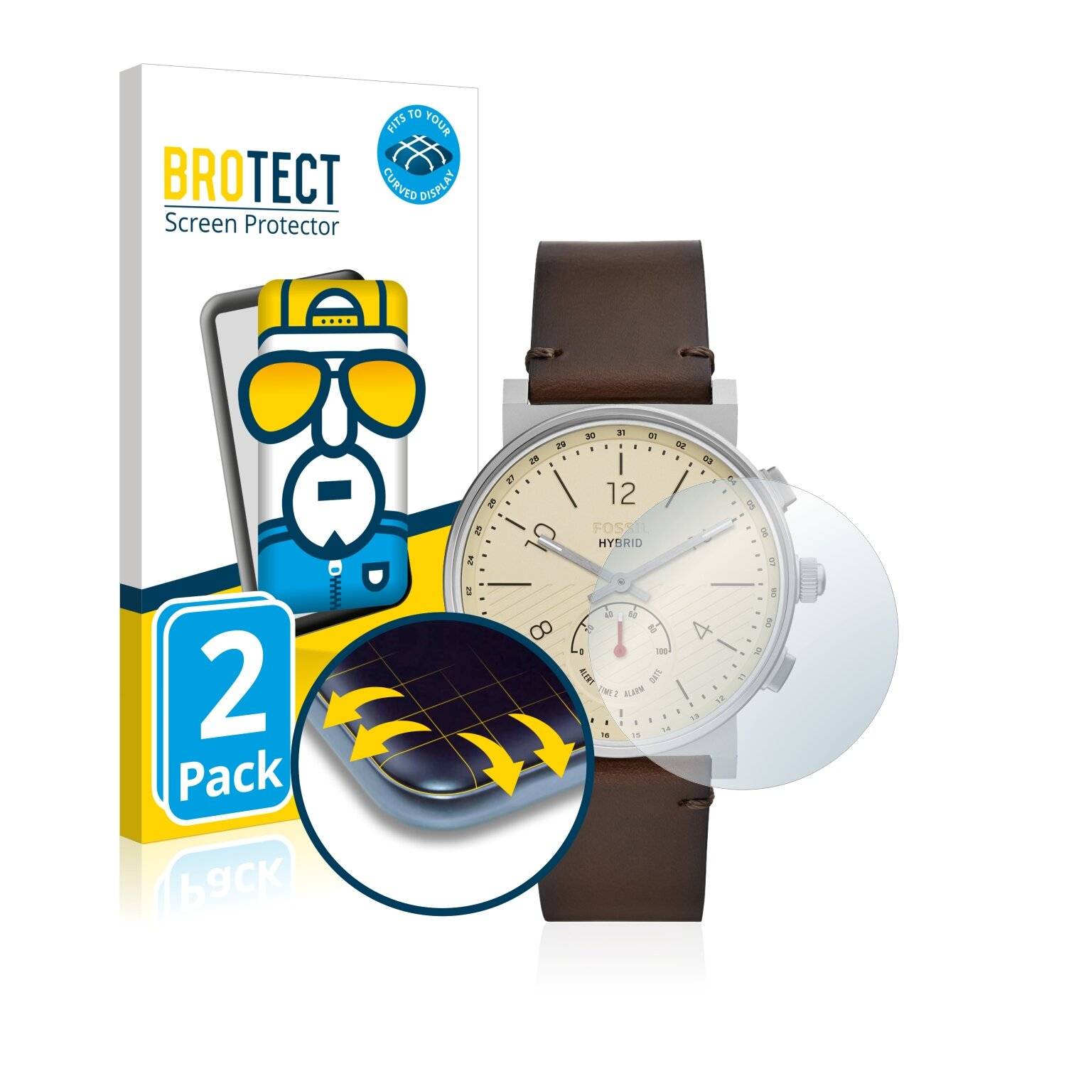 2x BROTECT Flex Full-Cover Displayschutzfolie für Fossil Hybrid