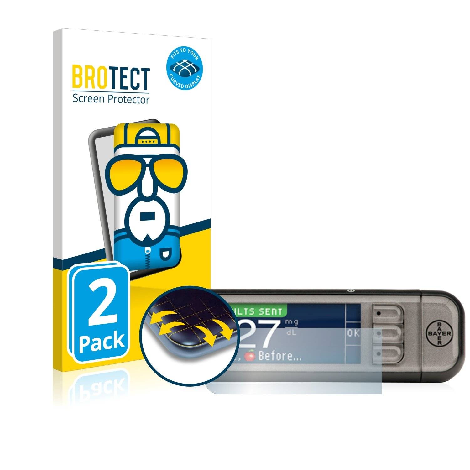 2x BROTECT Flex Full-Cover Displayschutzfolie für Medtronic Contour Next Link