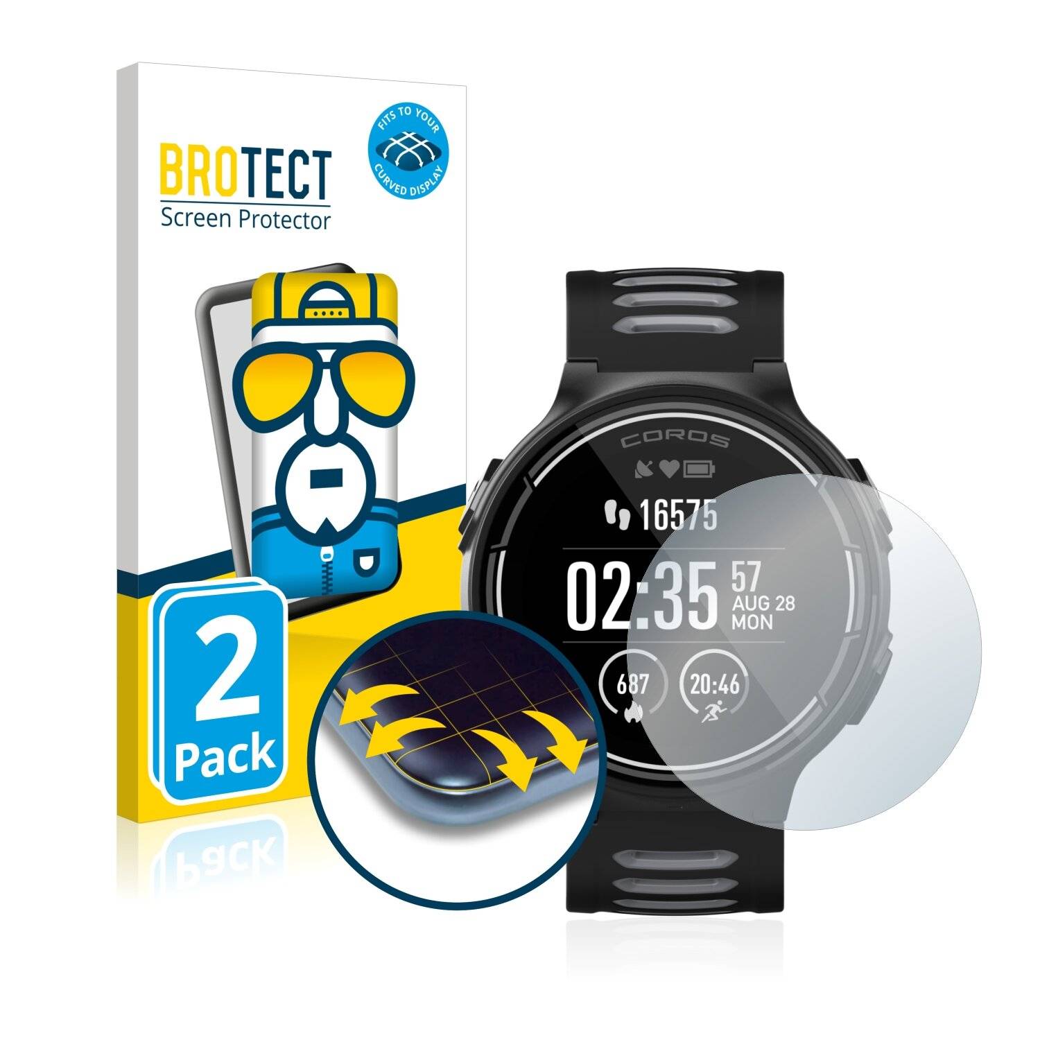 2x BROTECT Flex Full-Cover Displayschutzfolie für Coros