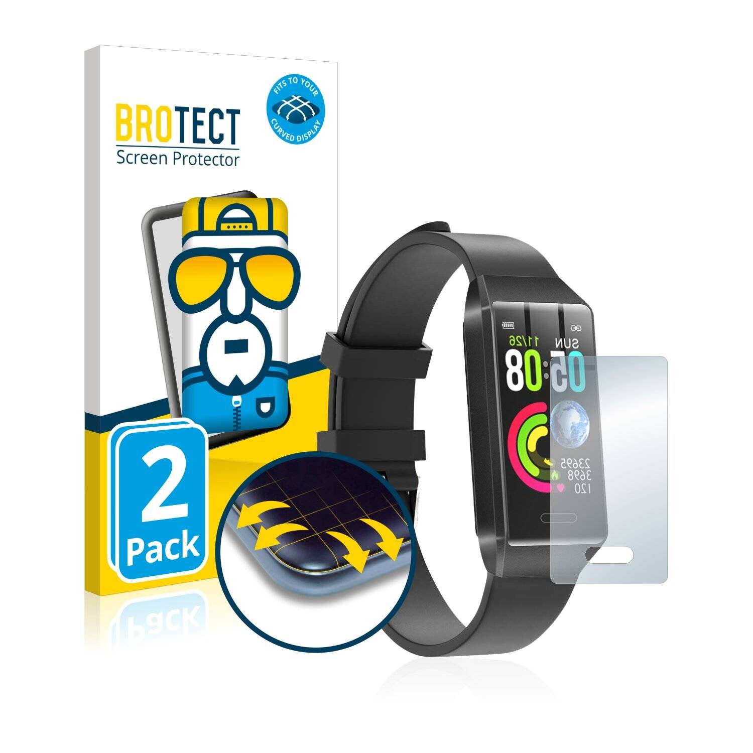 2x BROTECT Flex Full-Cover Displayschutzfolie für BingoFit Fitness Tracker