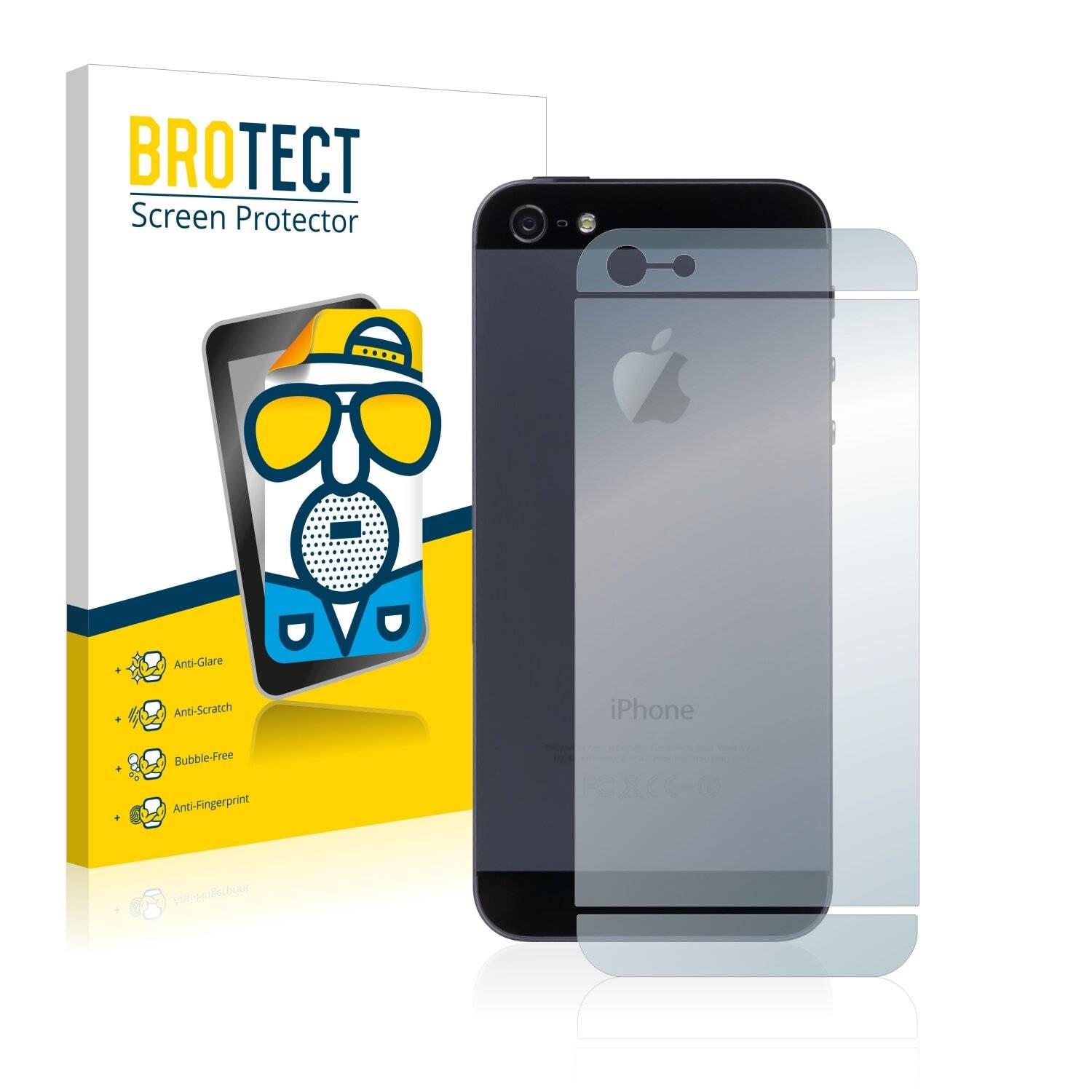 2x BROTECT Matte Displayschutzfolie für Apple iPhone 5 Rückseite (gesamte Fläche) -