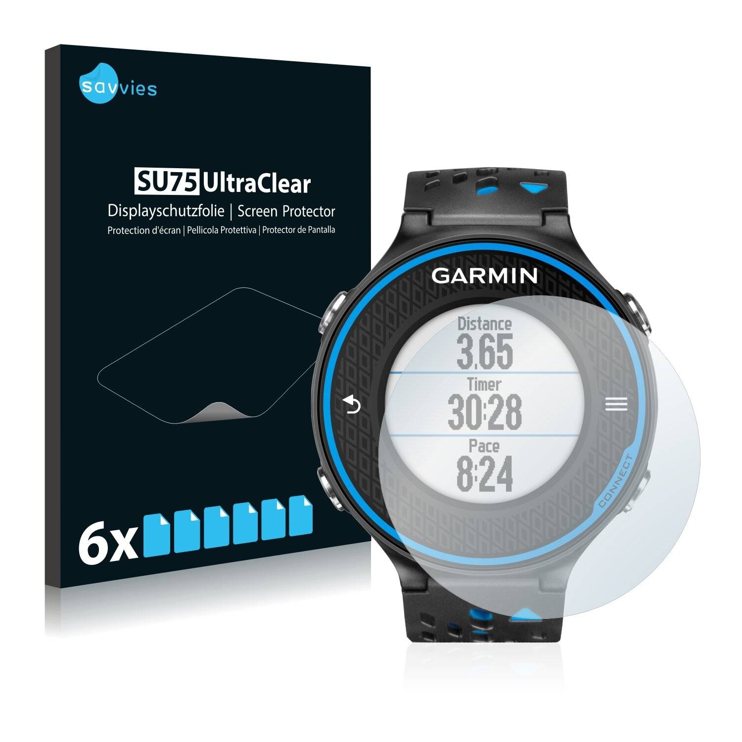 6x Savvies SU75 Displayschutzfolie für Garmin Forerunner