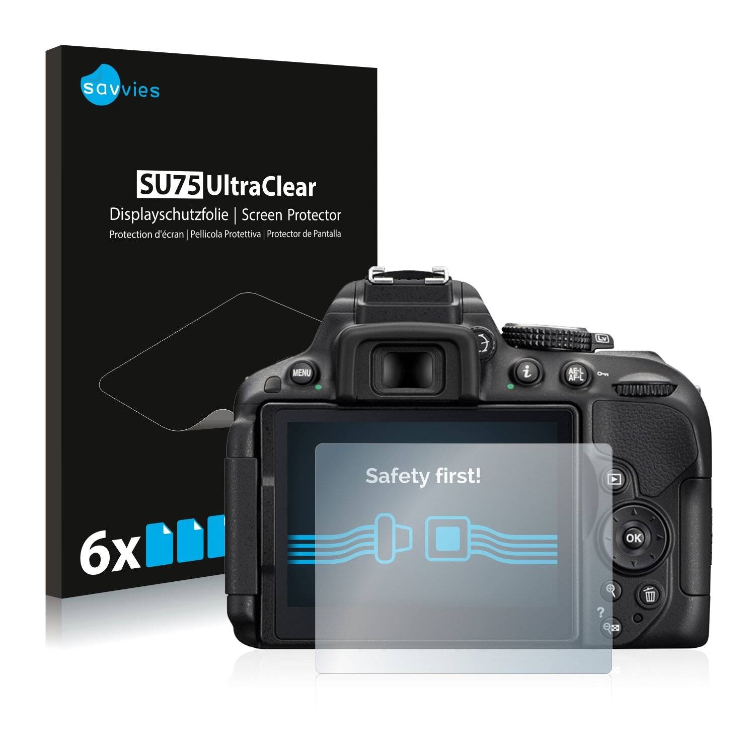 6x Savvies SU75 Displayschutzfolie für Nikon