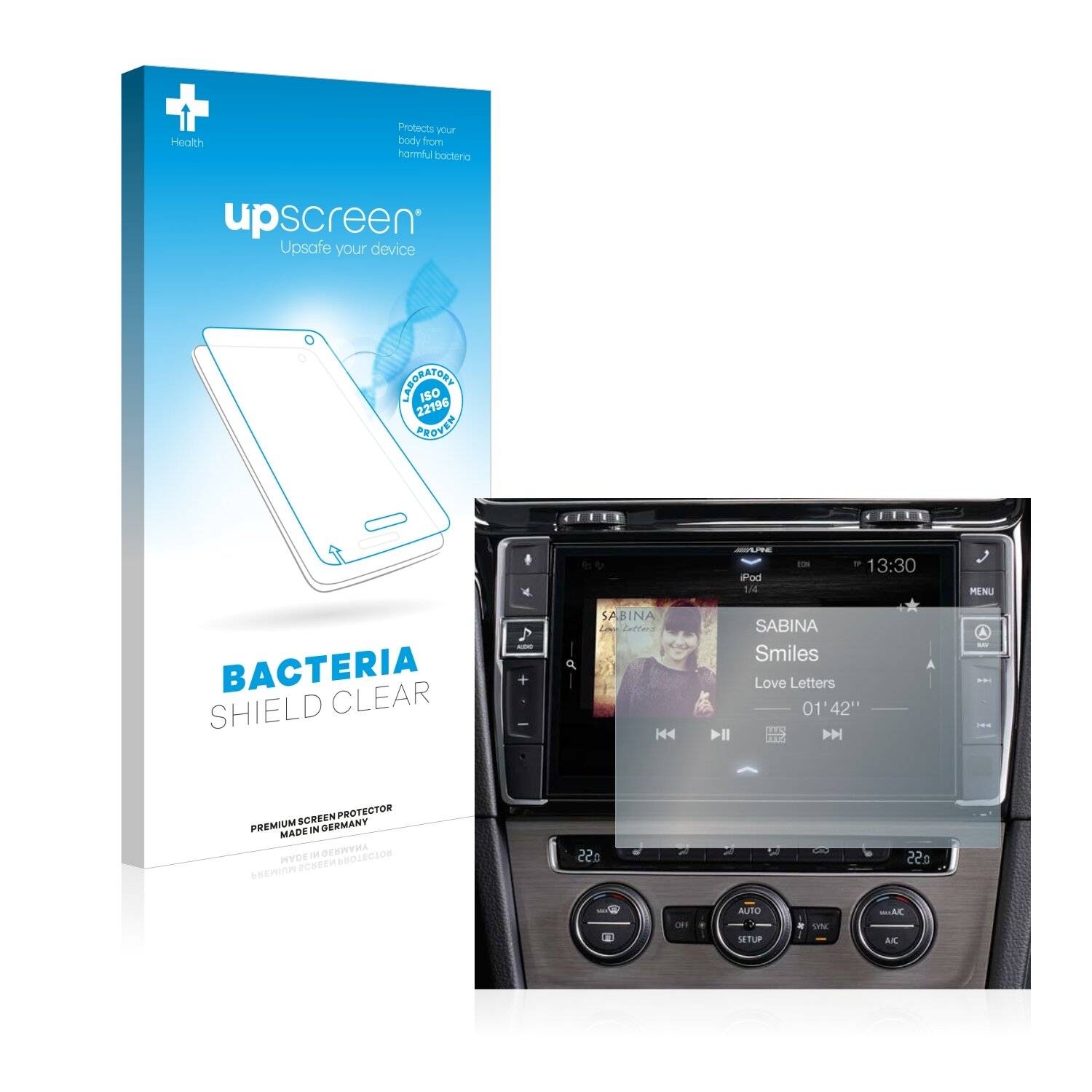 upscreen Bacteria Shield Clear Premium Antibakterielle Displayschutzfolie für Alpine X902D