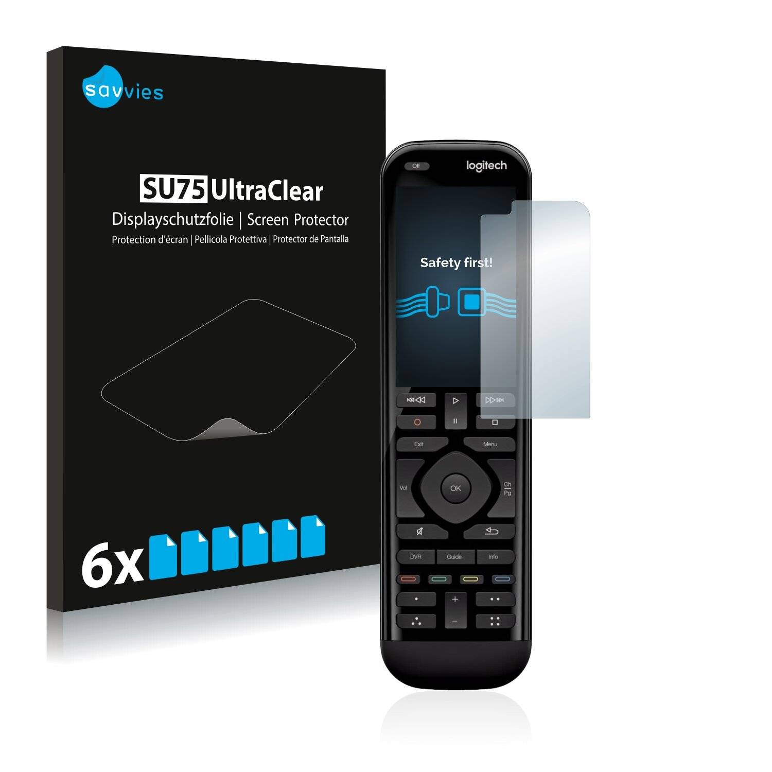 6x Savvies SU75 Displayschutzfolie für Logitech Harmony