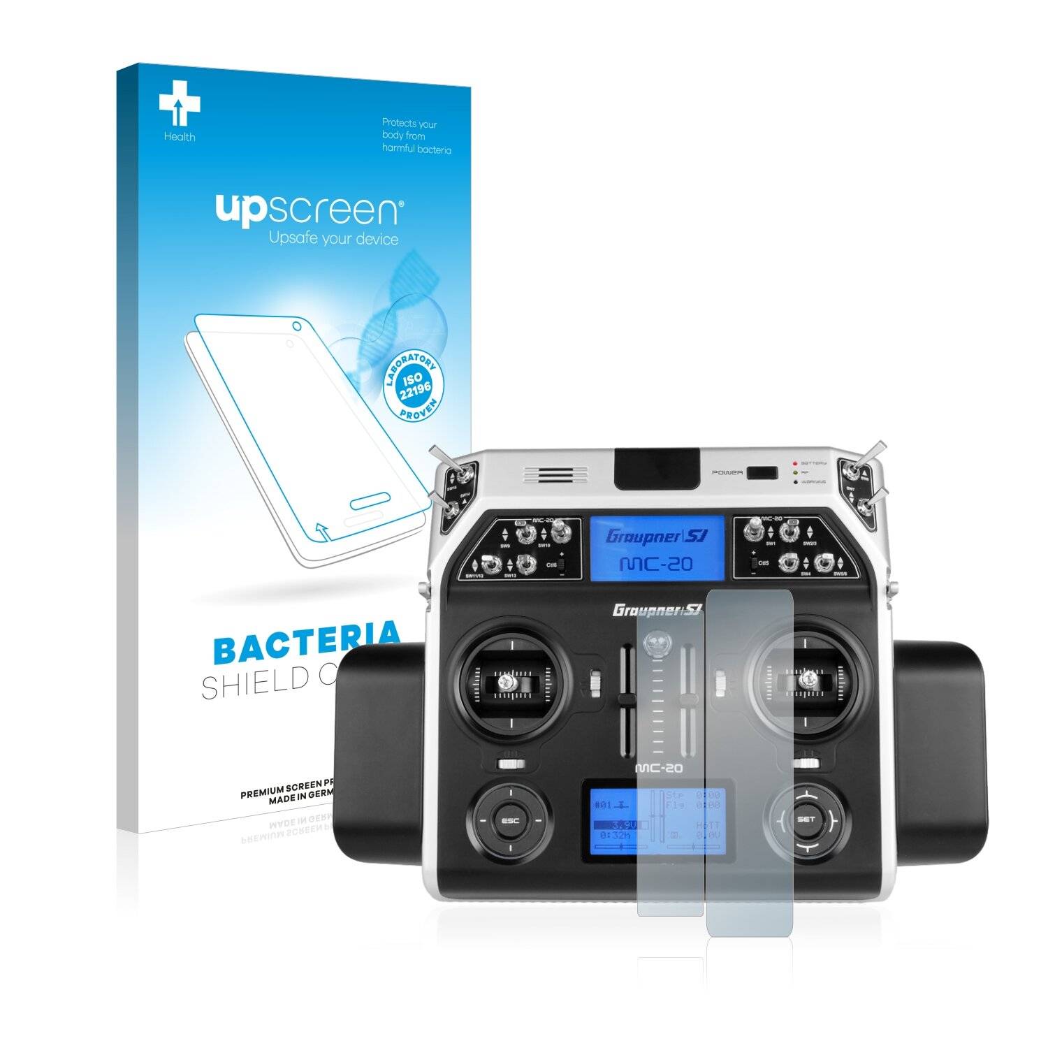 upscreen Bacteria Shield Clear Premium Antibakterielle Displayschutzfolie für Graupner MC-20